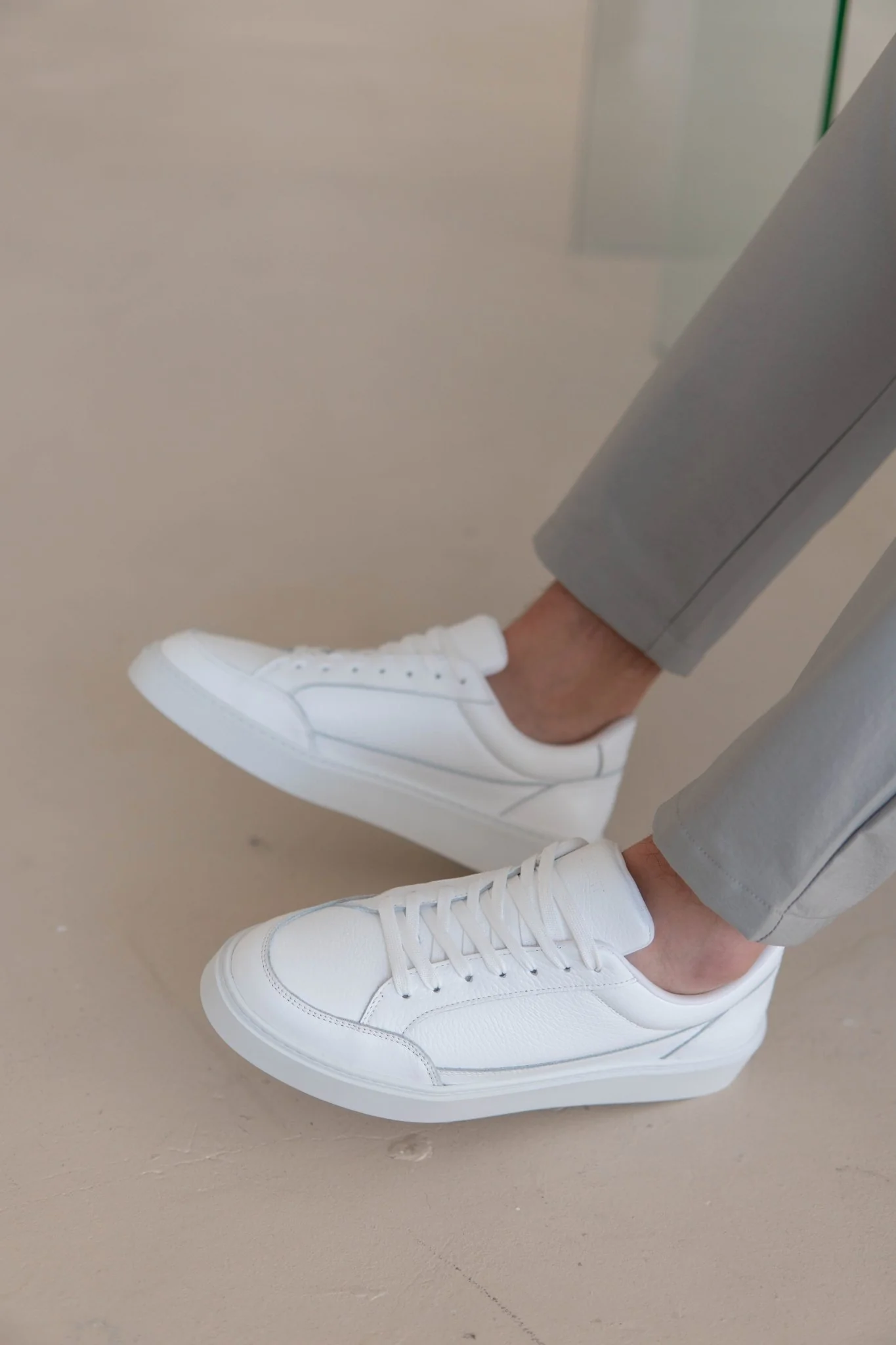 Premium Leather Trainer In Triple White - Image 10