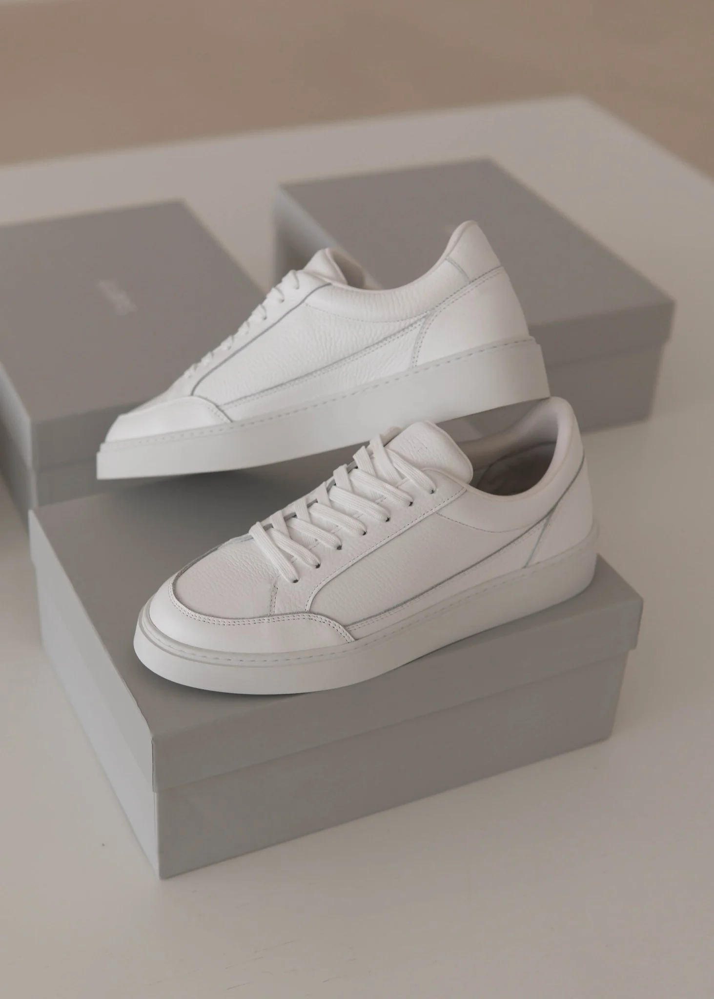 Premium Leather Trainer In Triple White - Image 12