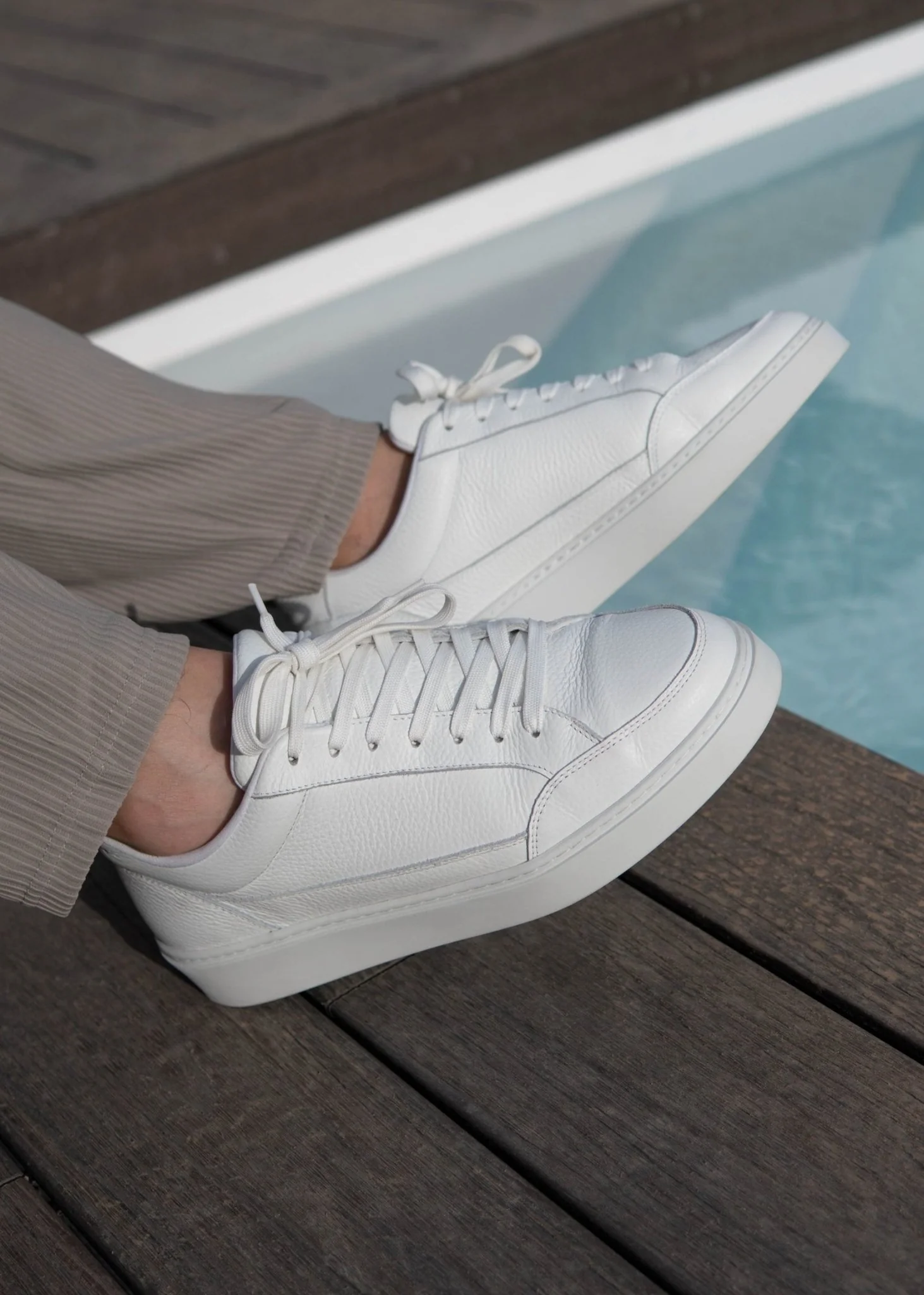 Premium Leather Trainer In Triple White - Image 14