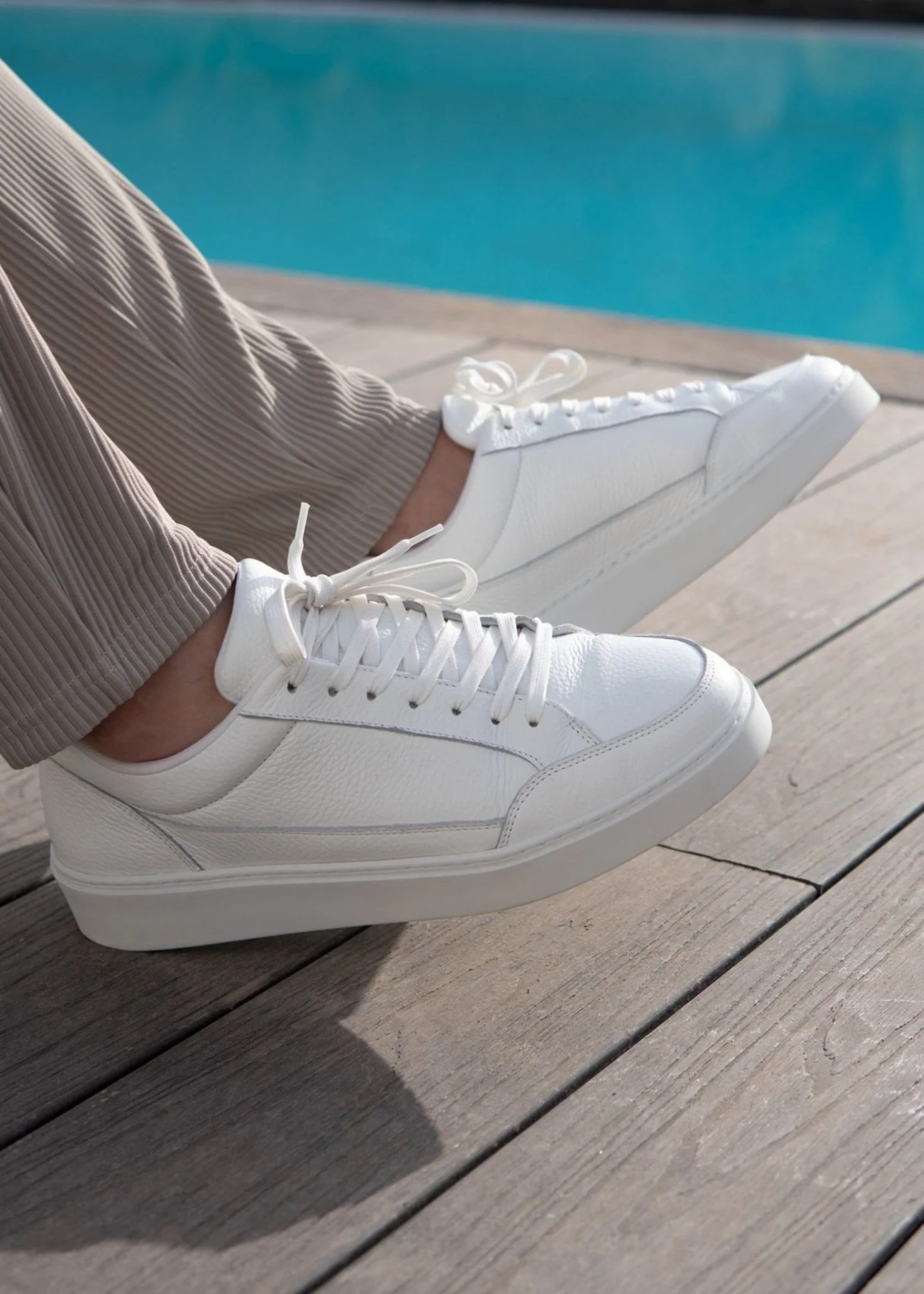 Premium Leather Trainer In Triple White - Image 5