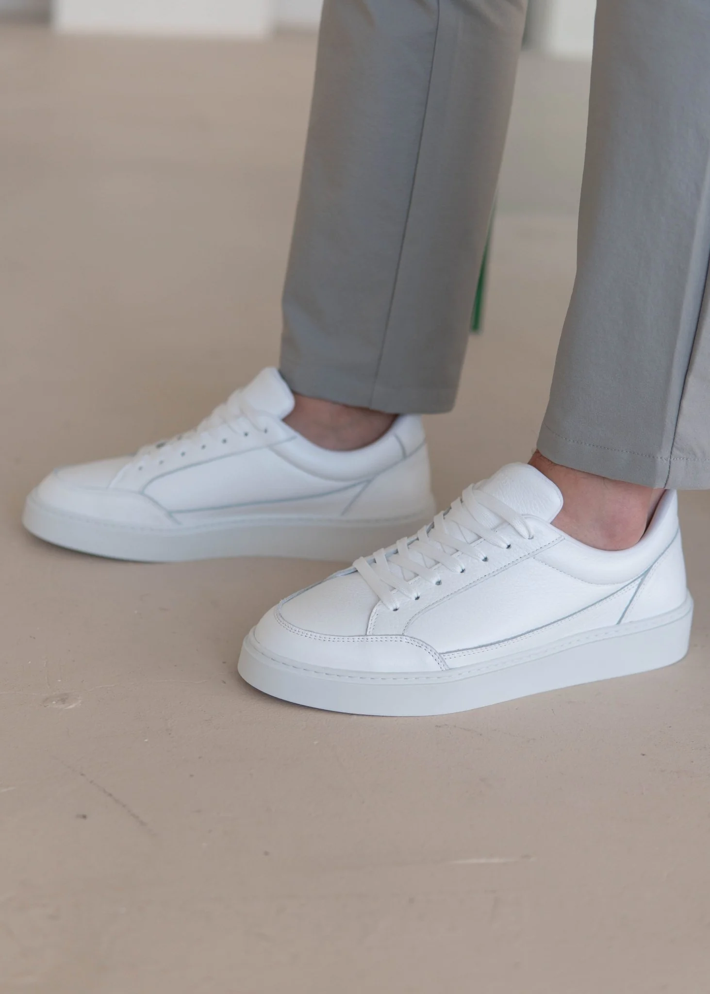 Premium Leather Trainer In Triple White - Image 8