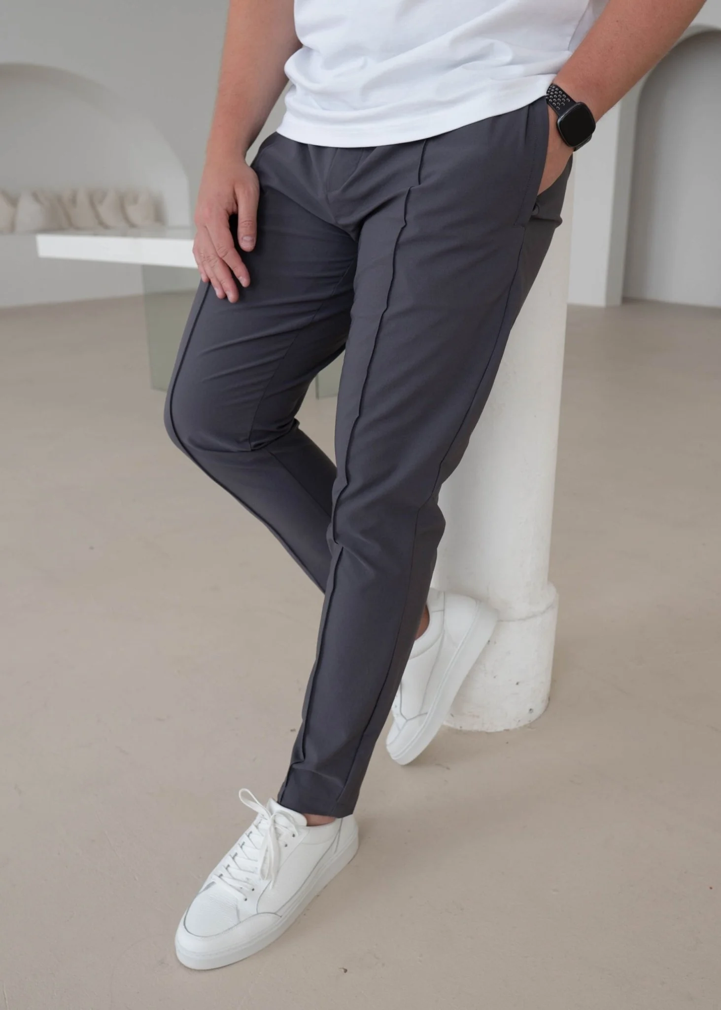 Smart Pleat Trouser In Charcoal - Image 5