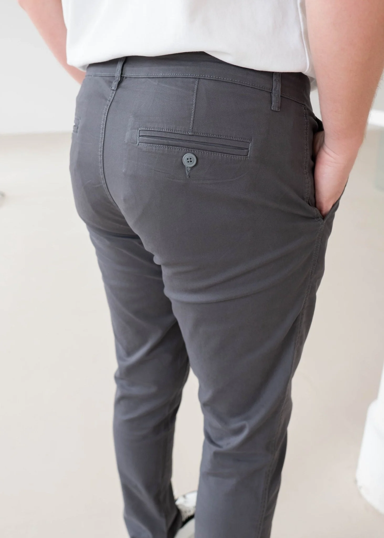 Slim Comfort Chinos In Charcoal - Image 5