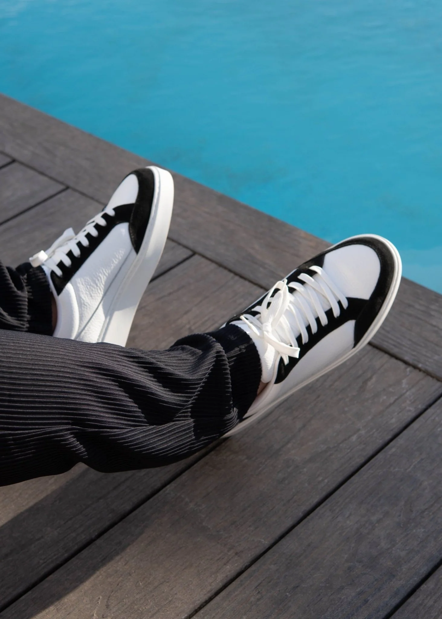 Premium Leather Trainer In White/Black Suede - Image 11