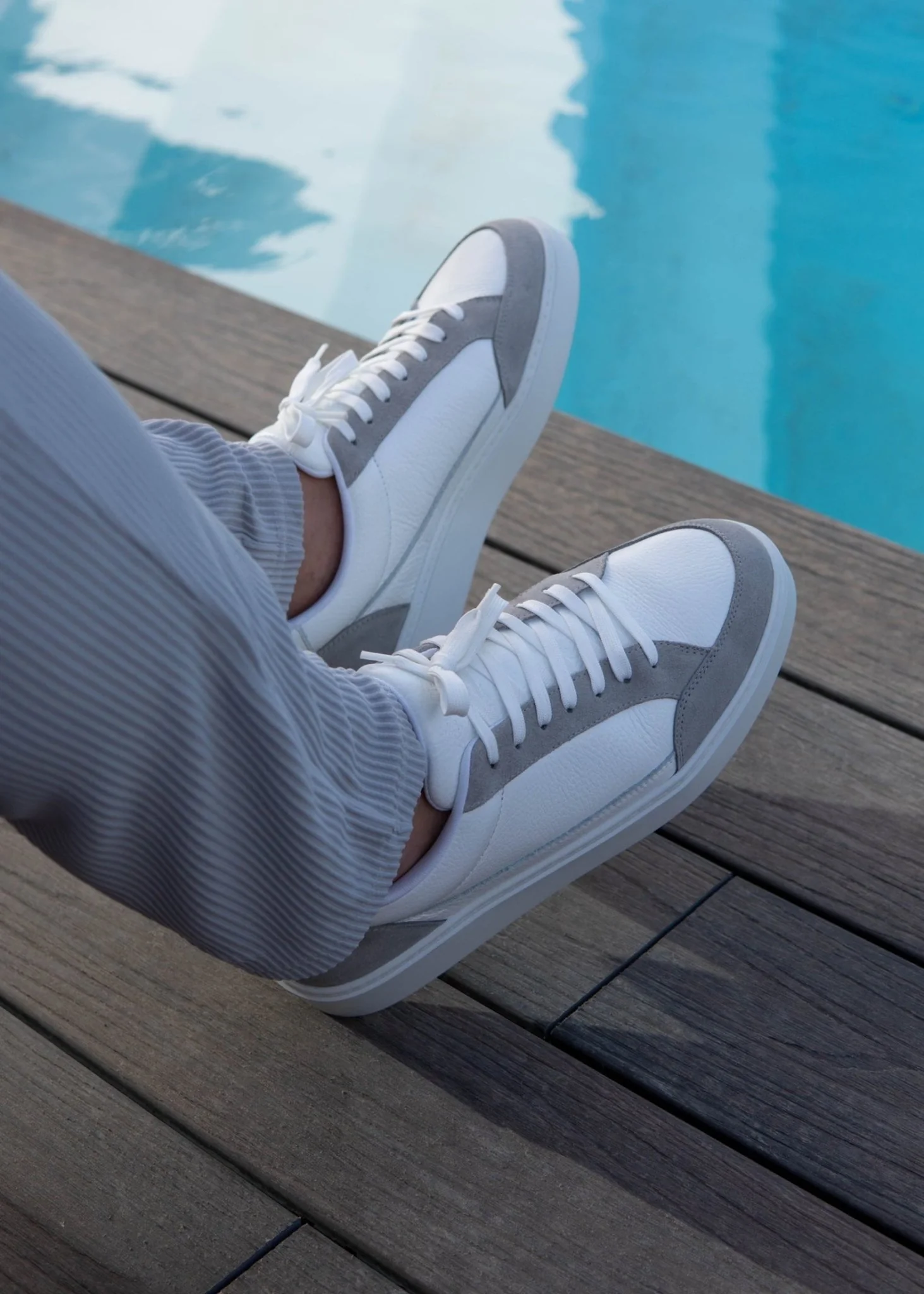 Premium Leather Trainer In White/Grey - Image 10