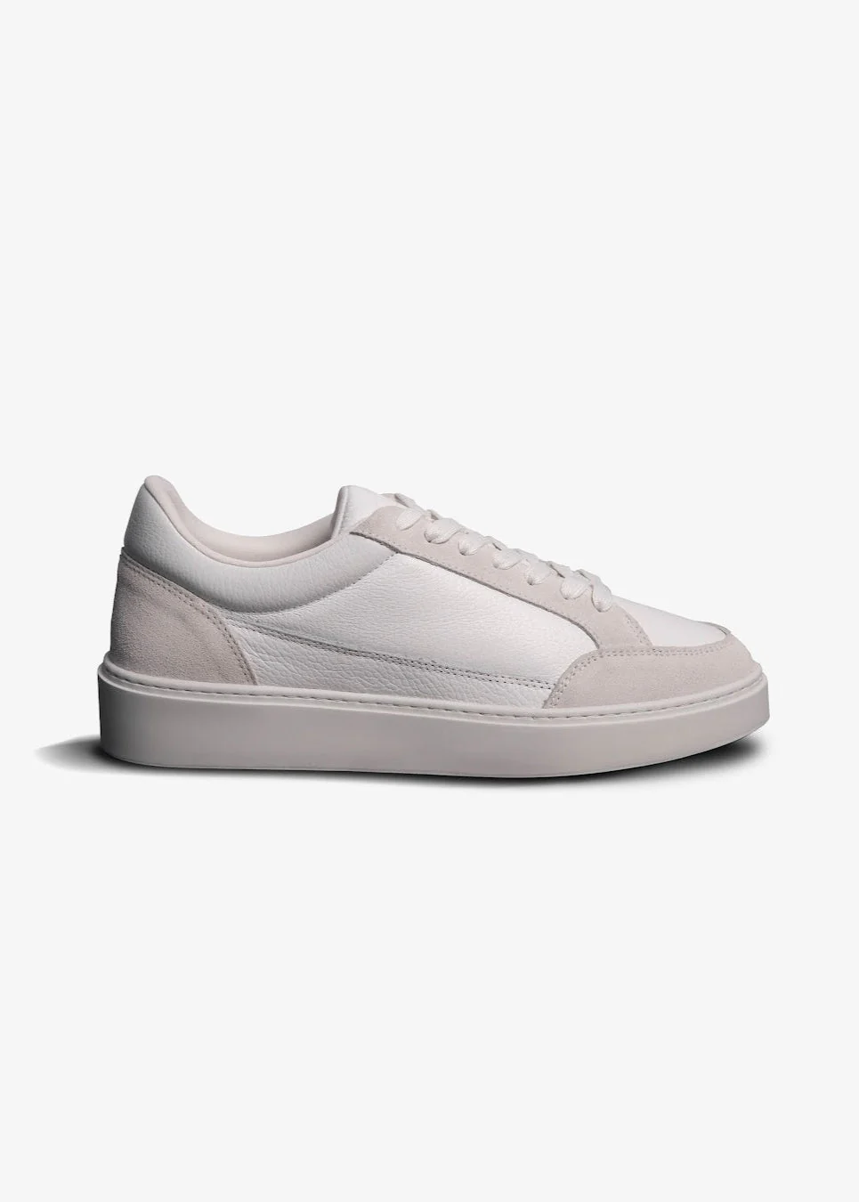 Premium Leather Trainer In White/Stone - Image 10