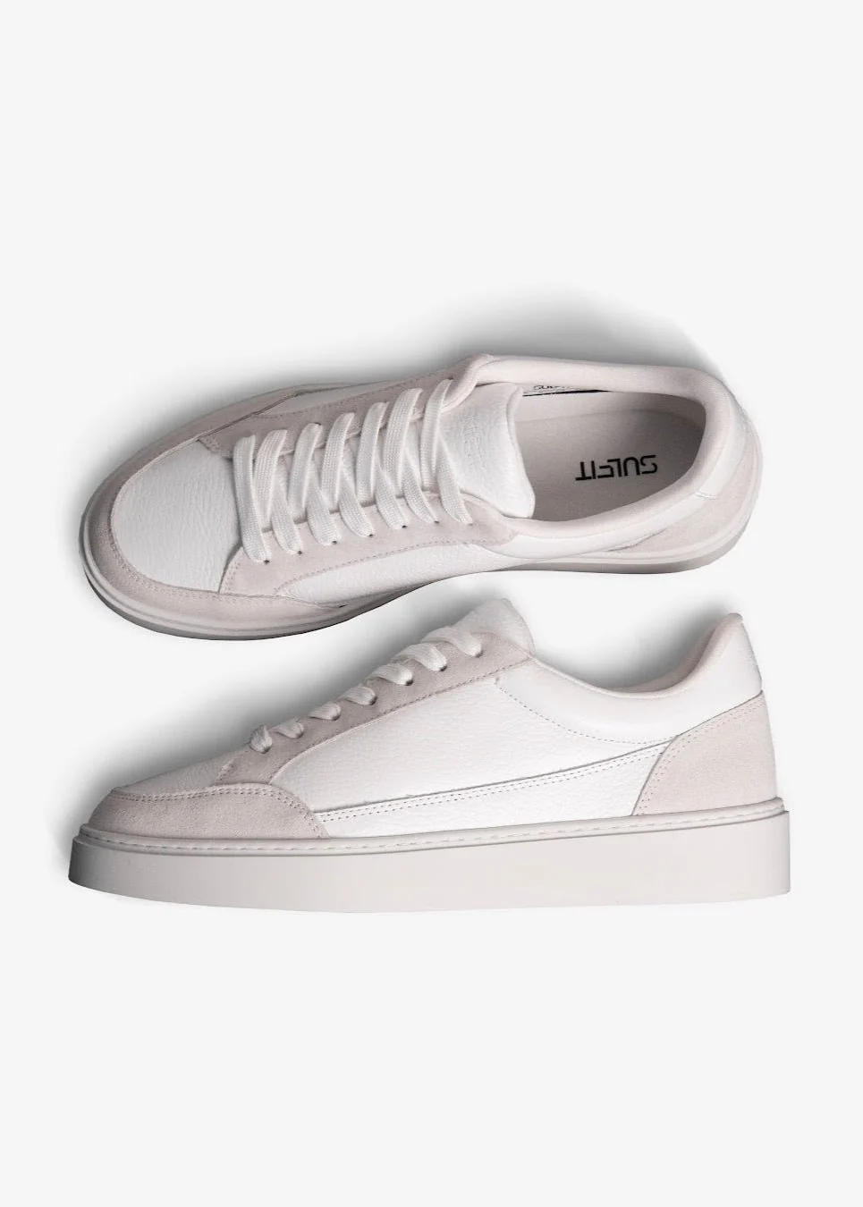 Premium Leather Trainer In White/Stone - Image 13