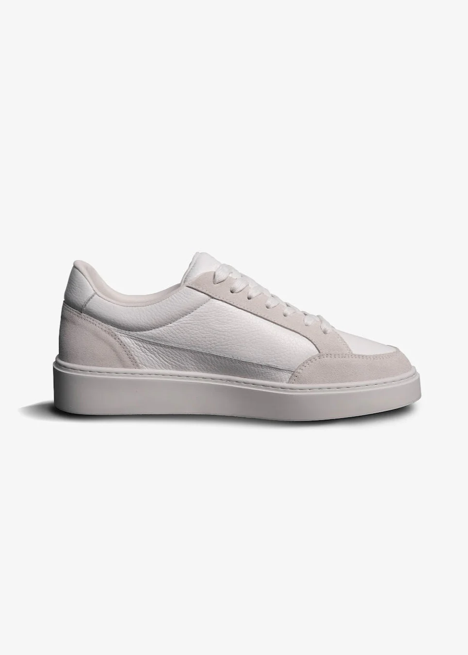 Premium Leather Trainer In White/Stone - Image 14