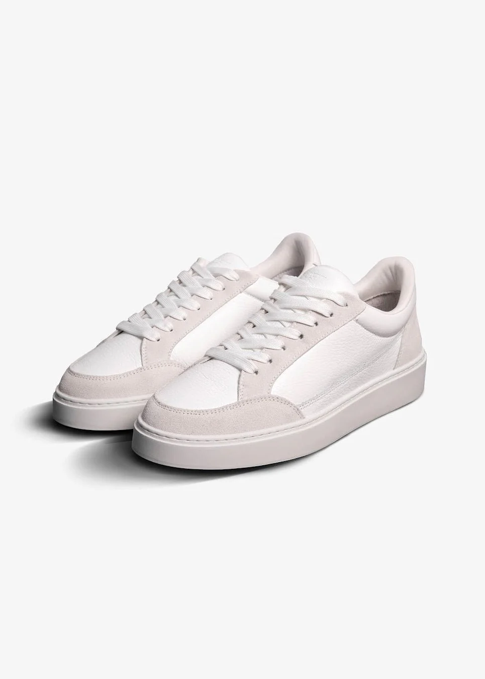 Premium Leather Trainer In White/Stone - Image 8