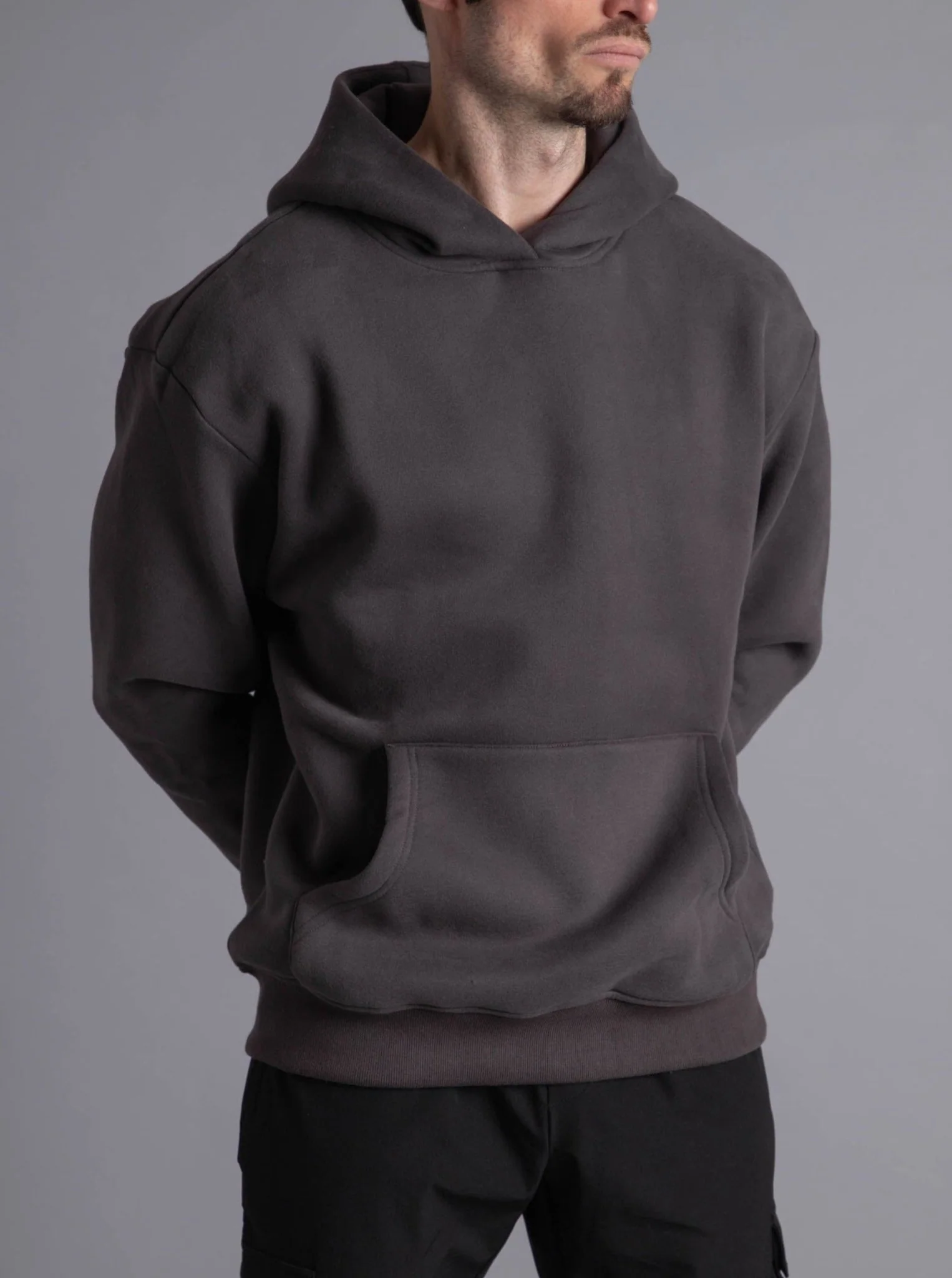 Premium Relaxed Hoodie In Dark Grey - Image 3