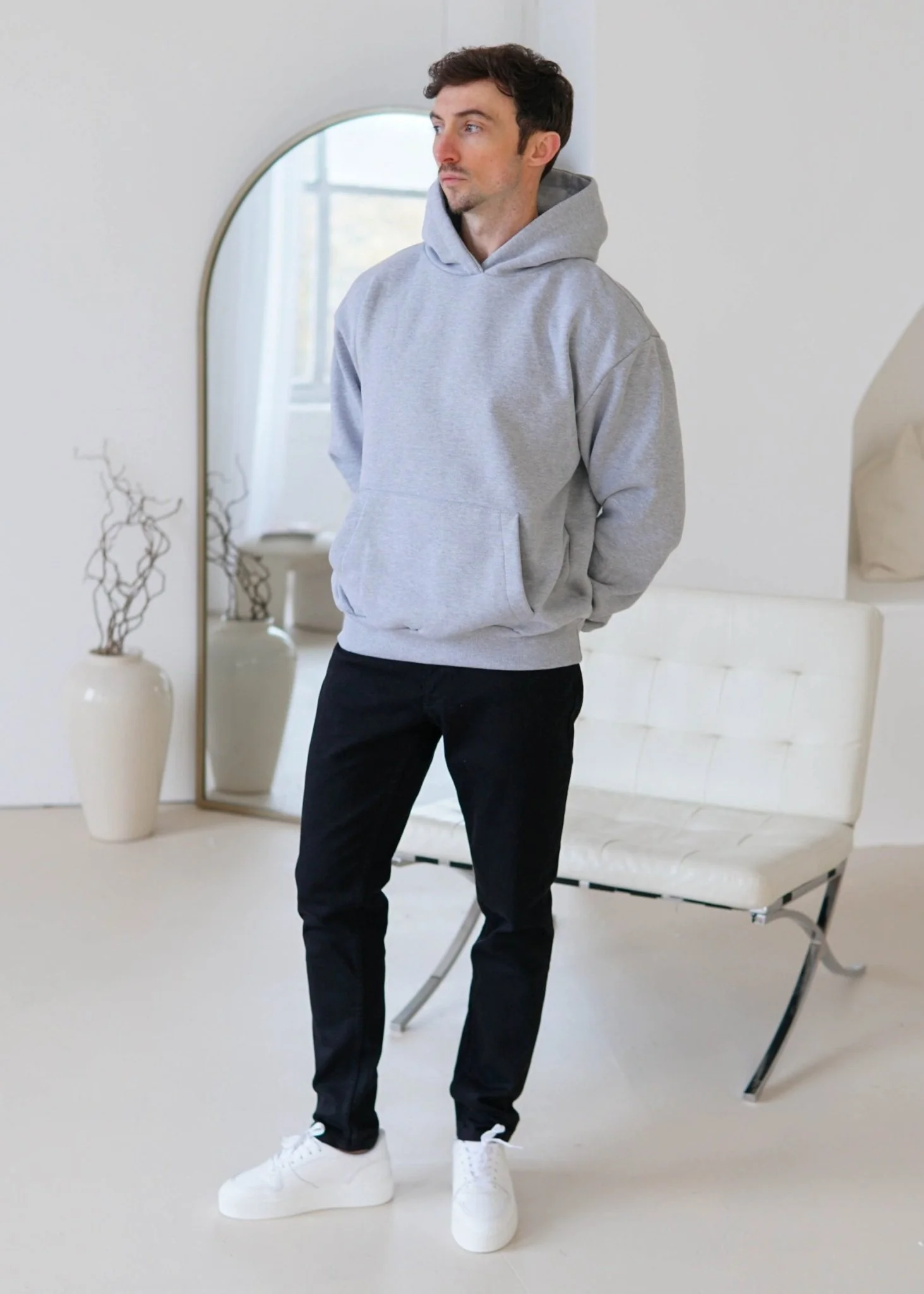 Premium Relaxed Hoodie In Heather Grey - Image 11