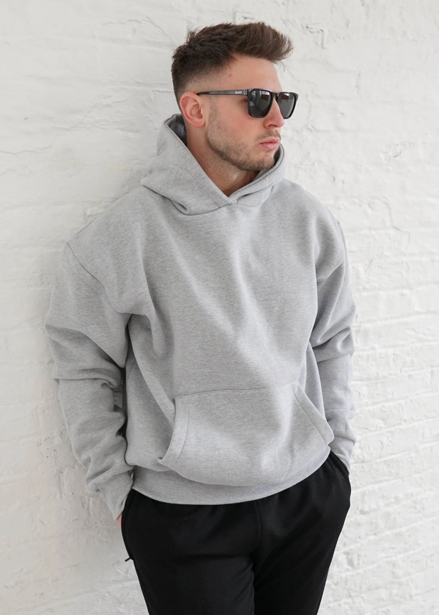 Premium Relaxed Hoodie In Heather Grey - Image 3