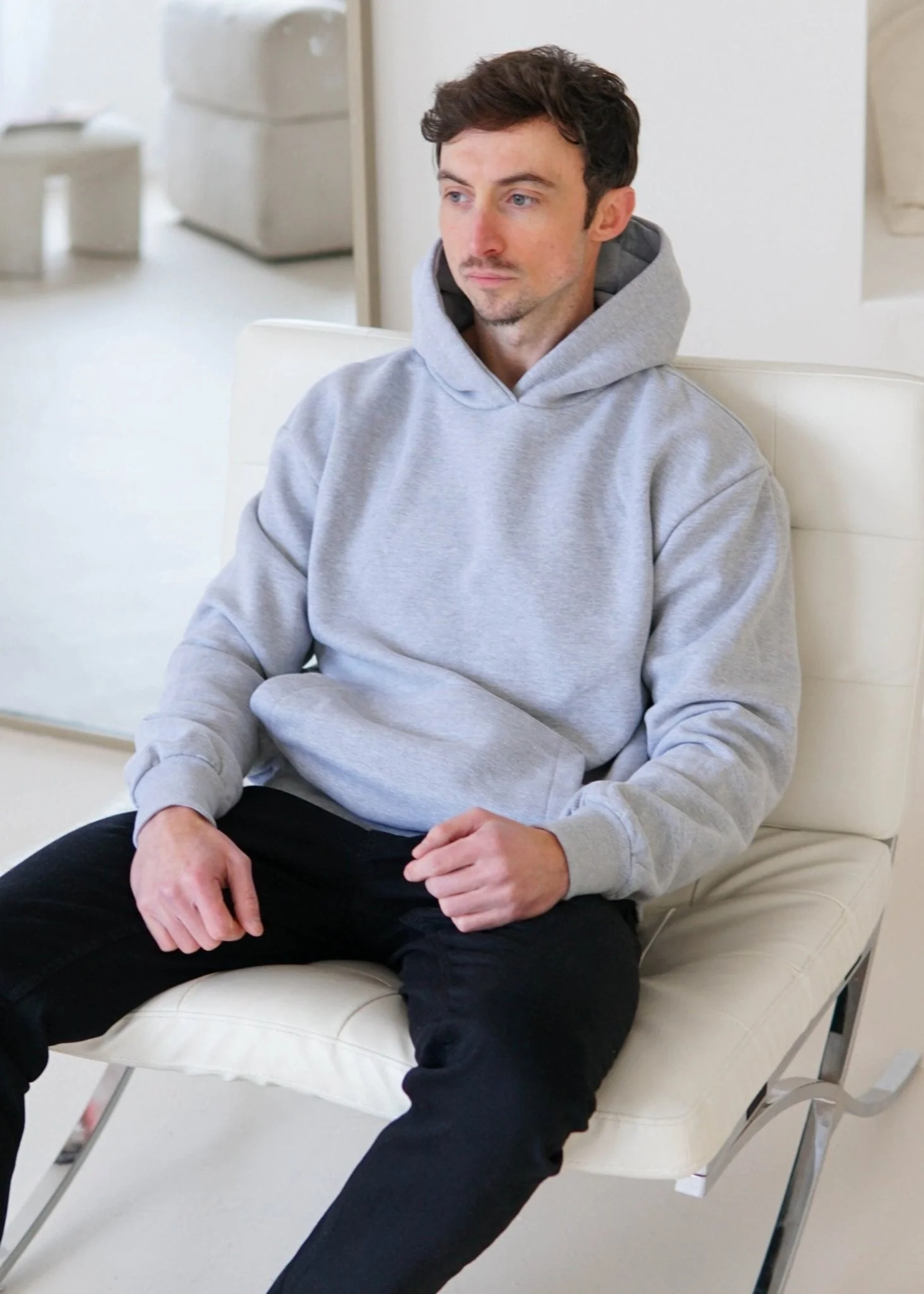Premium Relaxed Hoodie In Heather Grey - Image 6