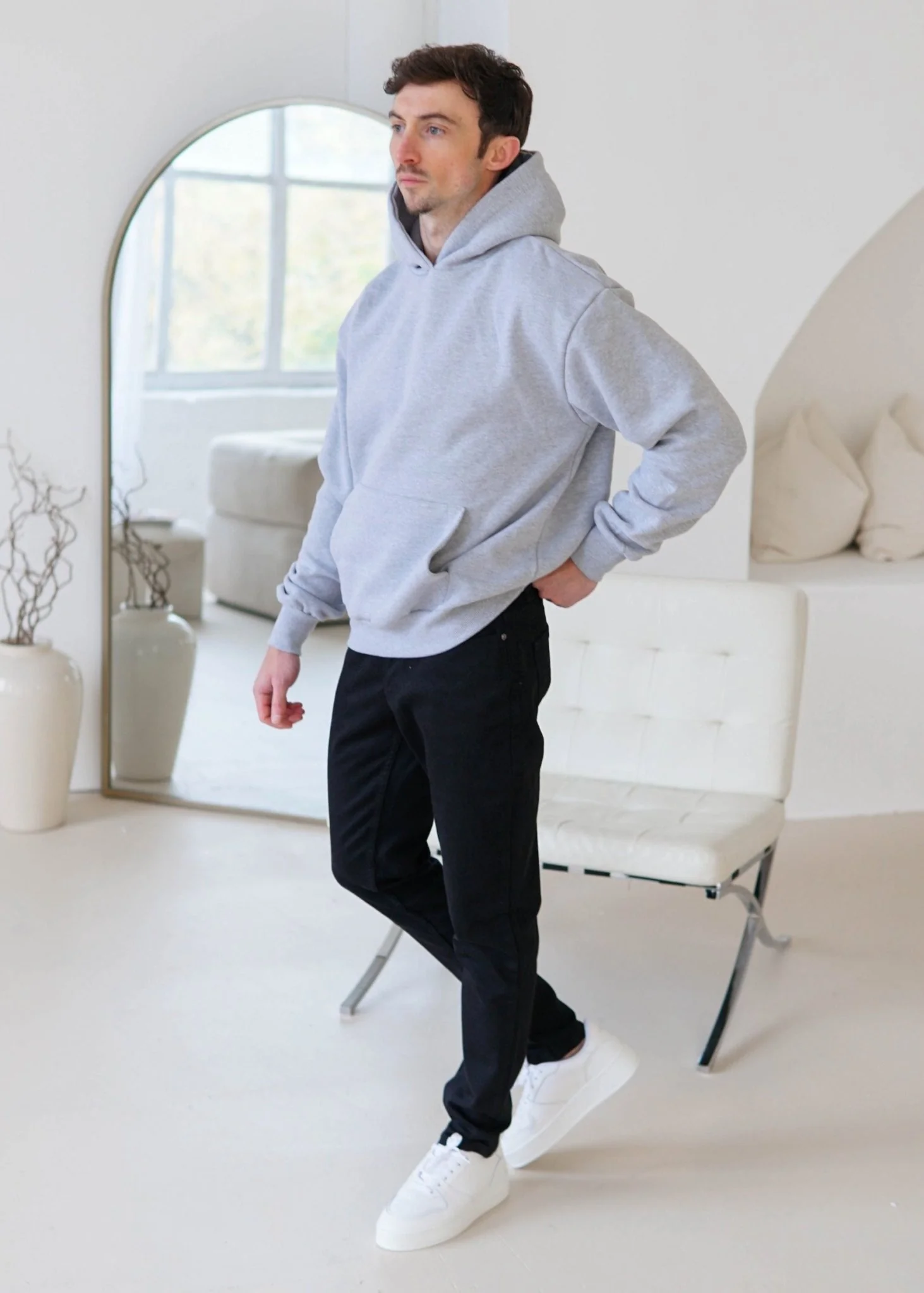 Premium Relaxed Hoodie In Heather Grey - Image 9