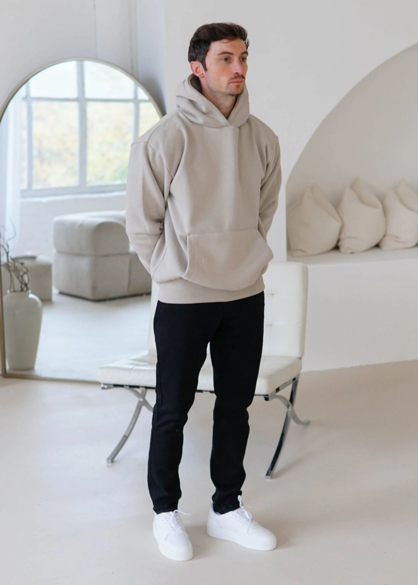 Premium Relaxed Hoodie In Stone - Image 3