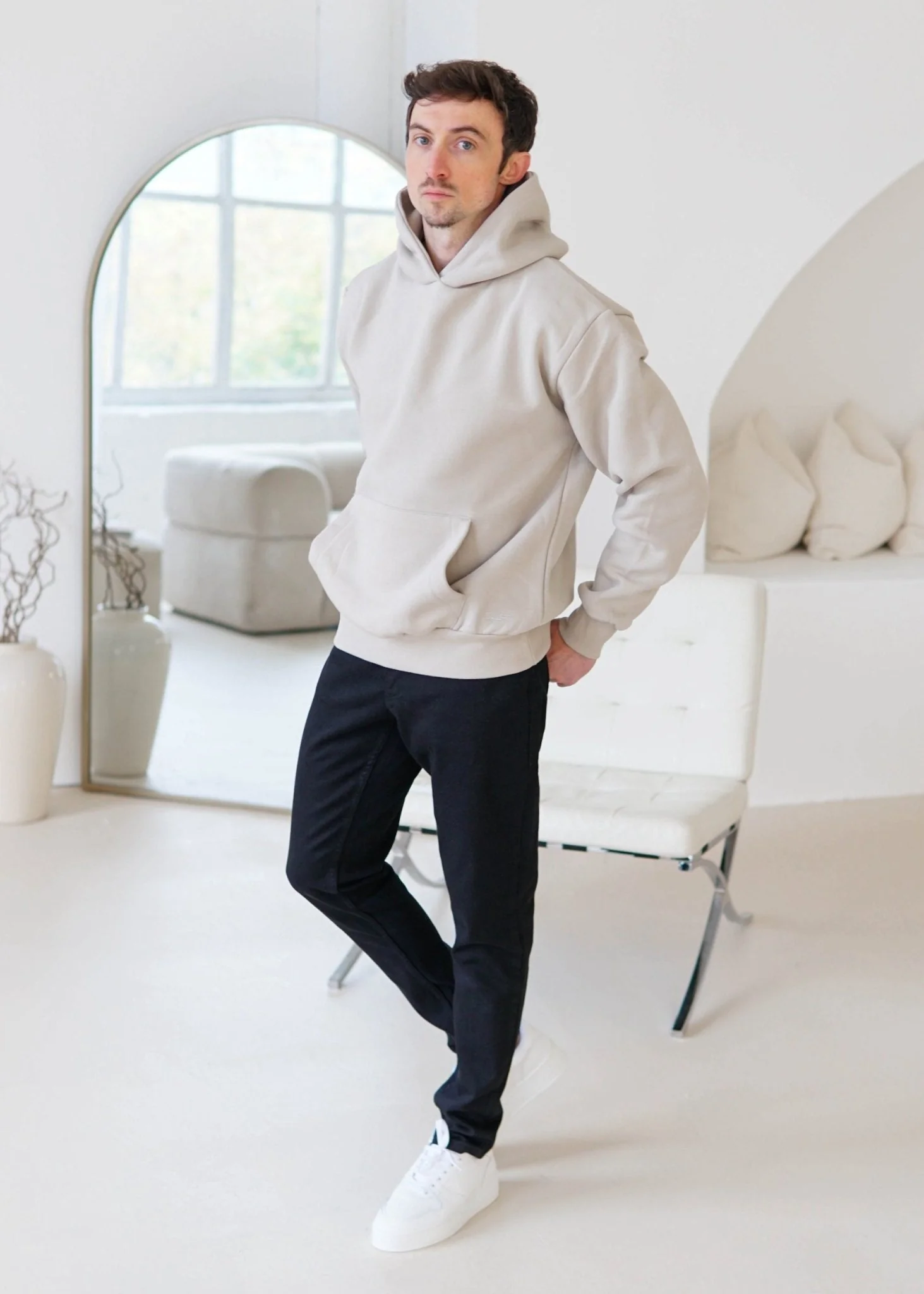 Premium Relaxed Hoodie In Stone - Image 5
