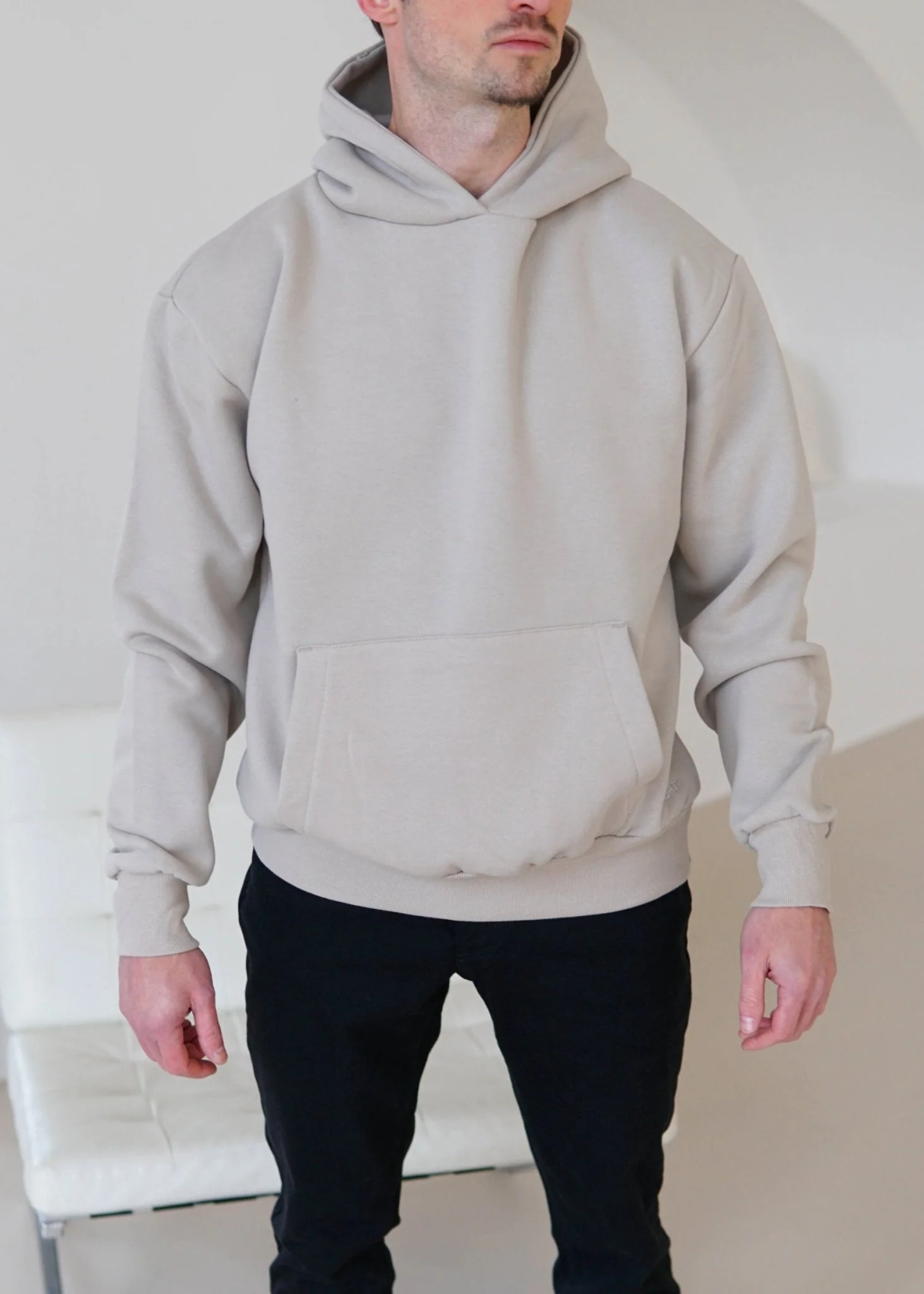 Premium Relaxed Hoodie In Stone - Image 6