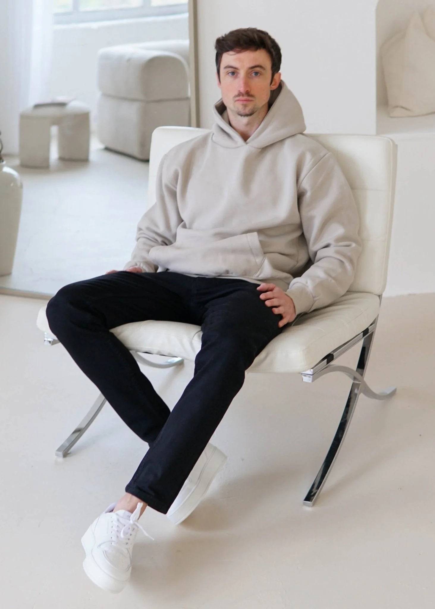 Premium Relaxed Hoodie In Stone - Image 7