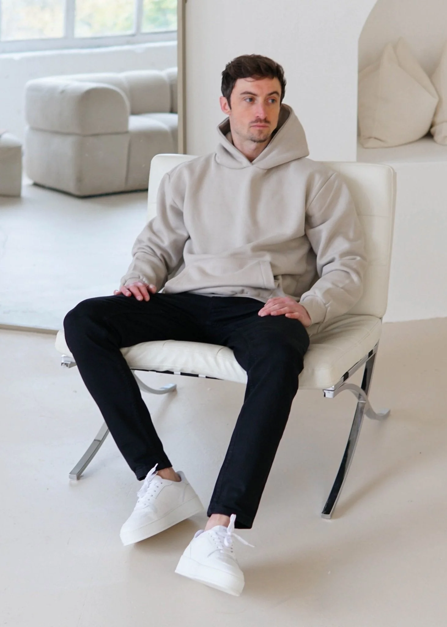 Premium Relaxed Hoodie In Stone - Image 9