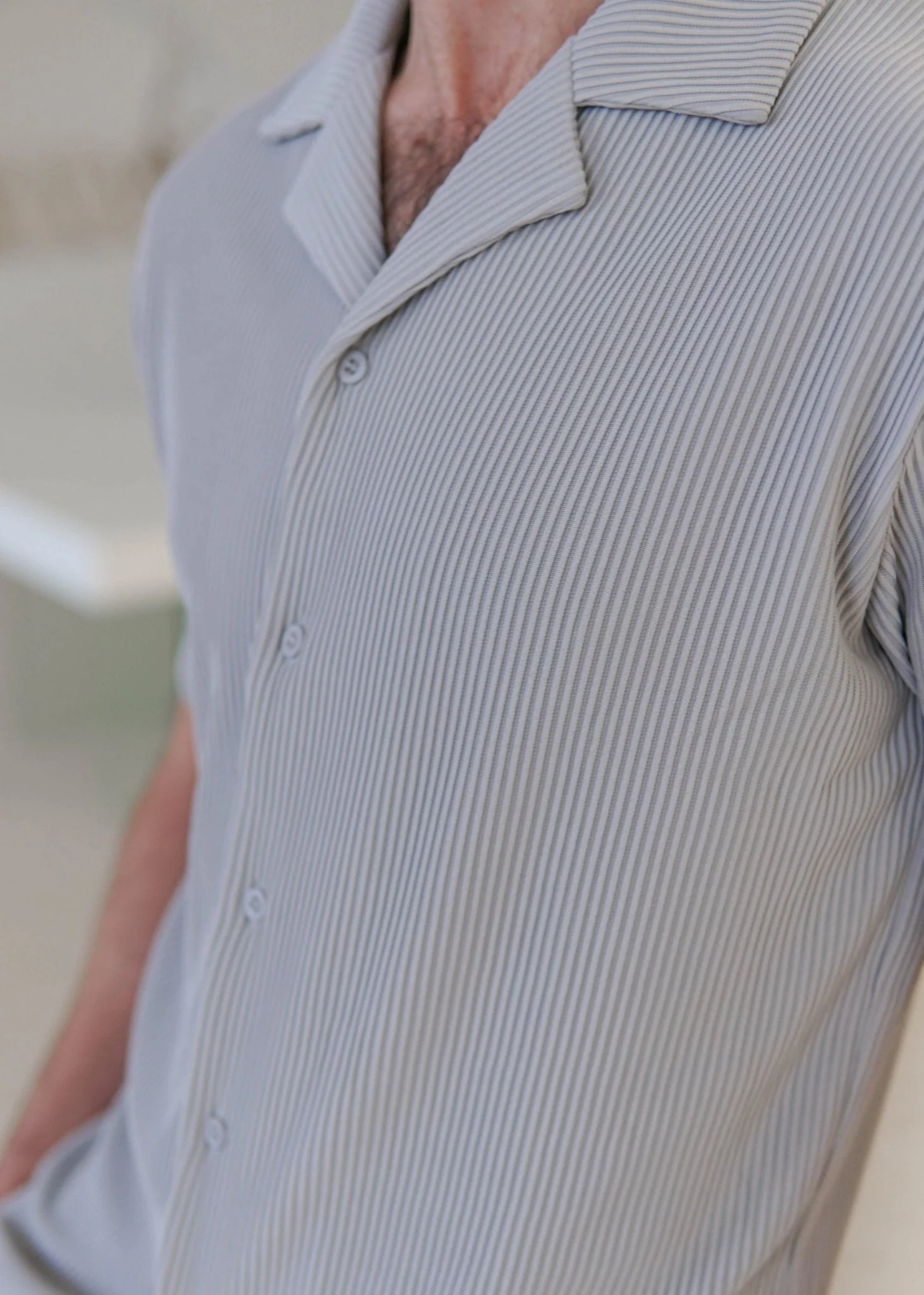 Ribbed Shirt In Light Grey - Image 4