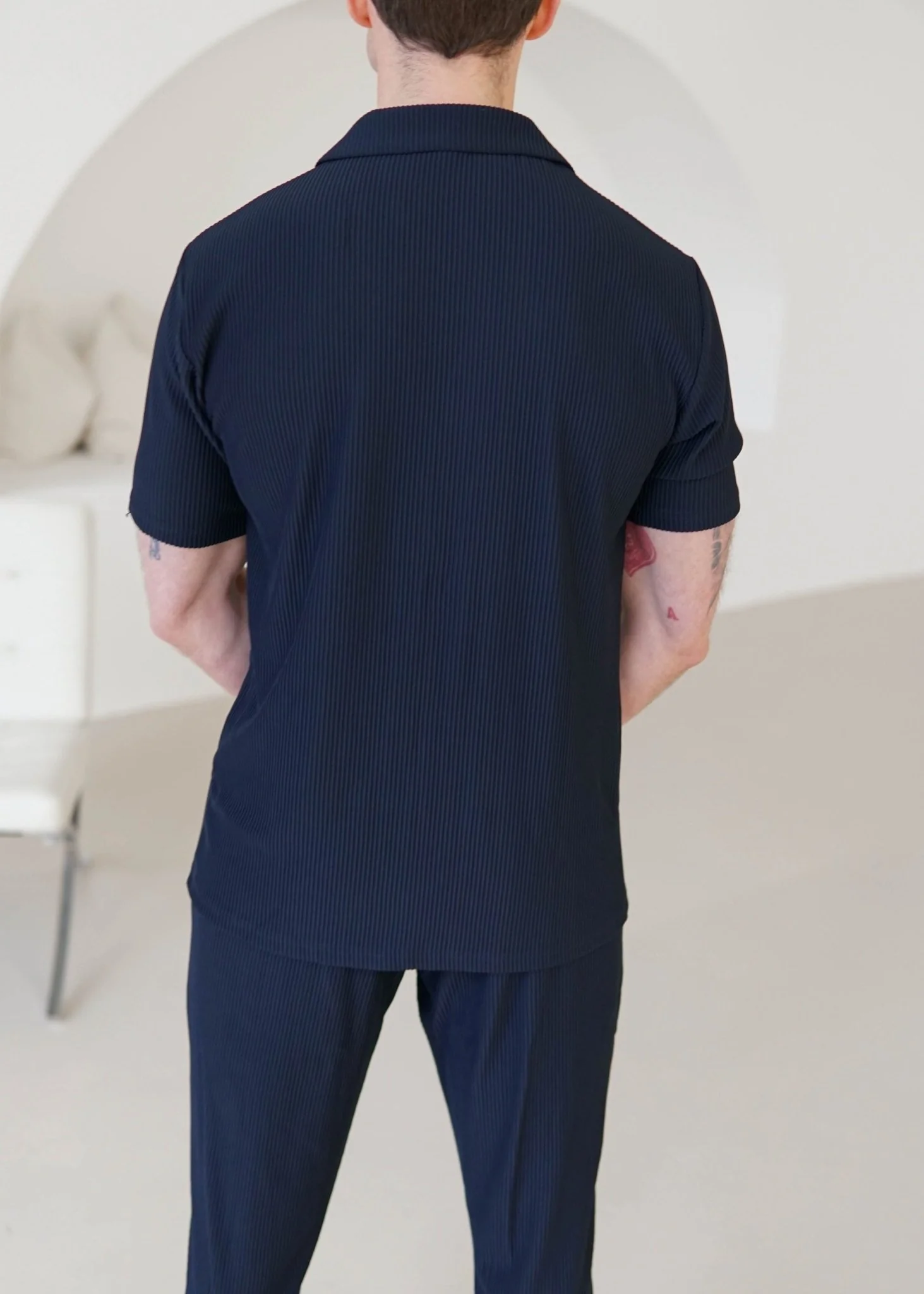 Ribbed Shirt In Navy - Image 8