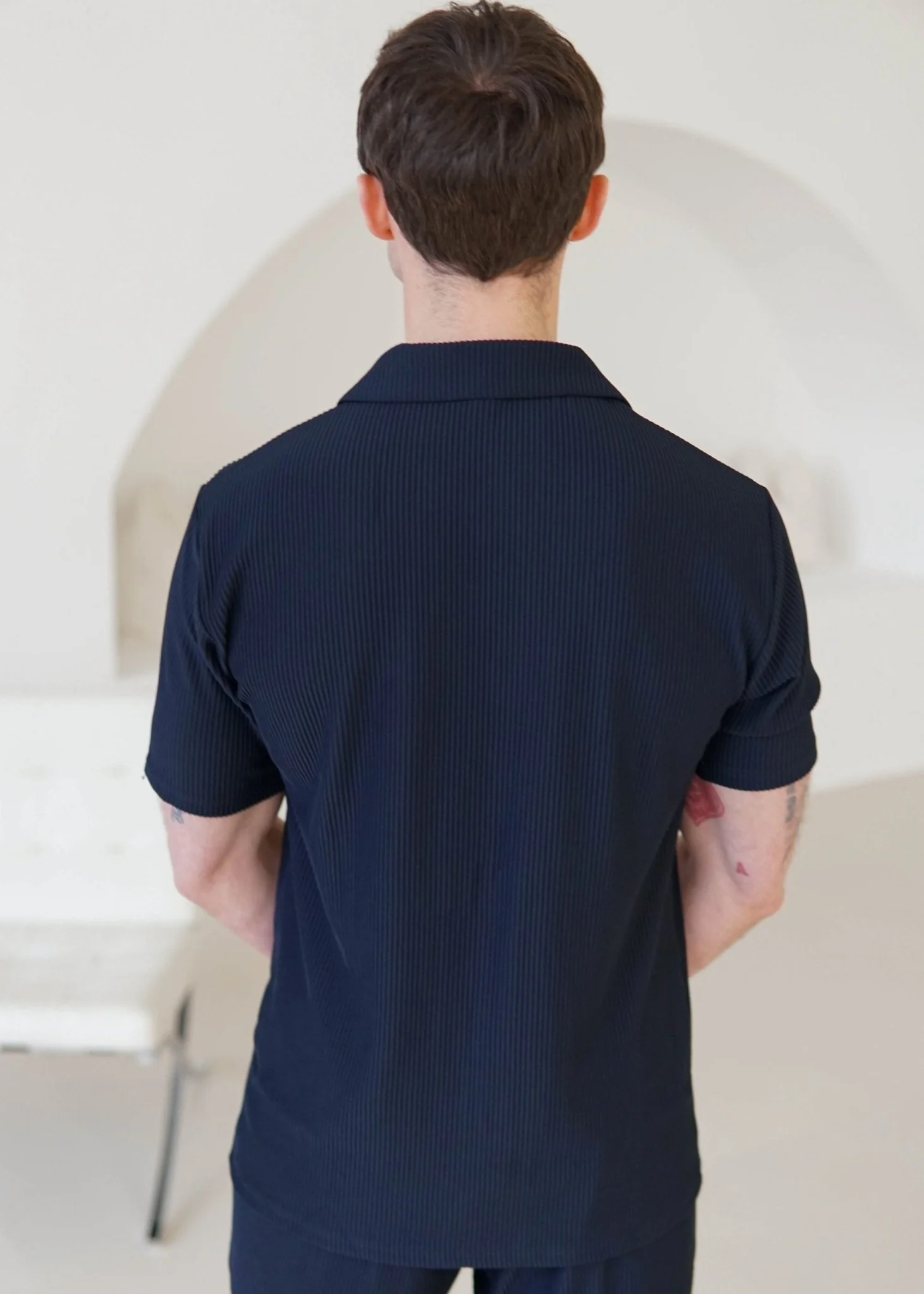 Ribbed Shirt In Navy - Image 9