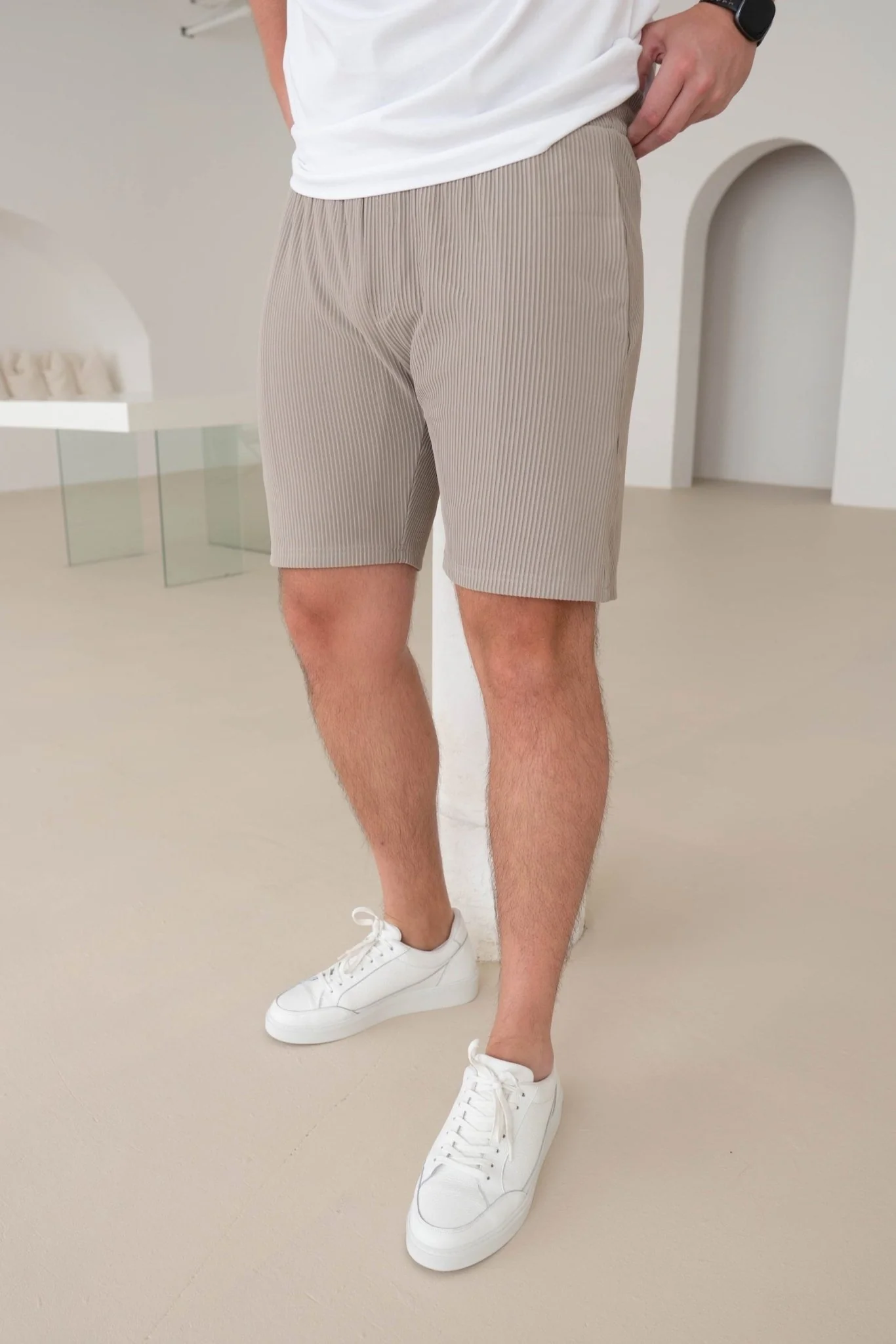 Ribbed Shorts In Stone - Image 5