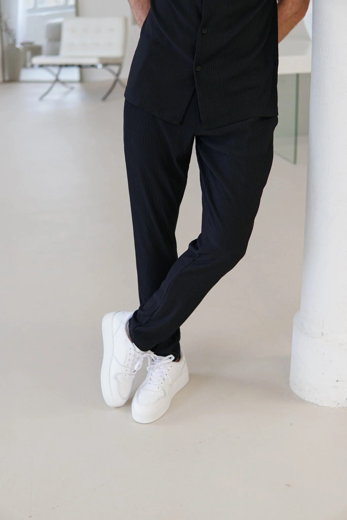 Ribbed Trouser In Black - Image 12