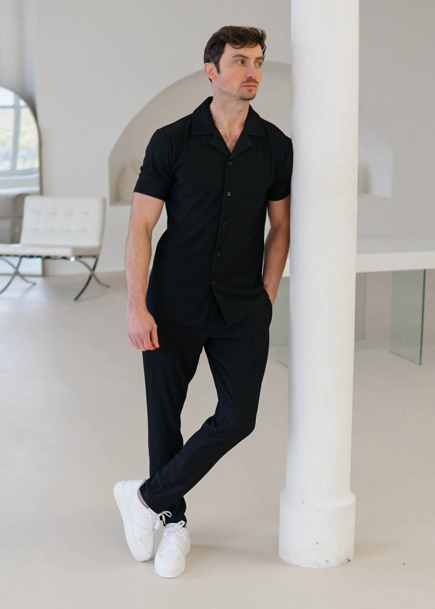 Ribbed Trouser In Black - Image 4