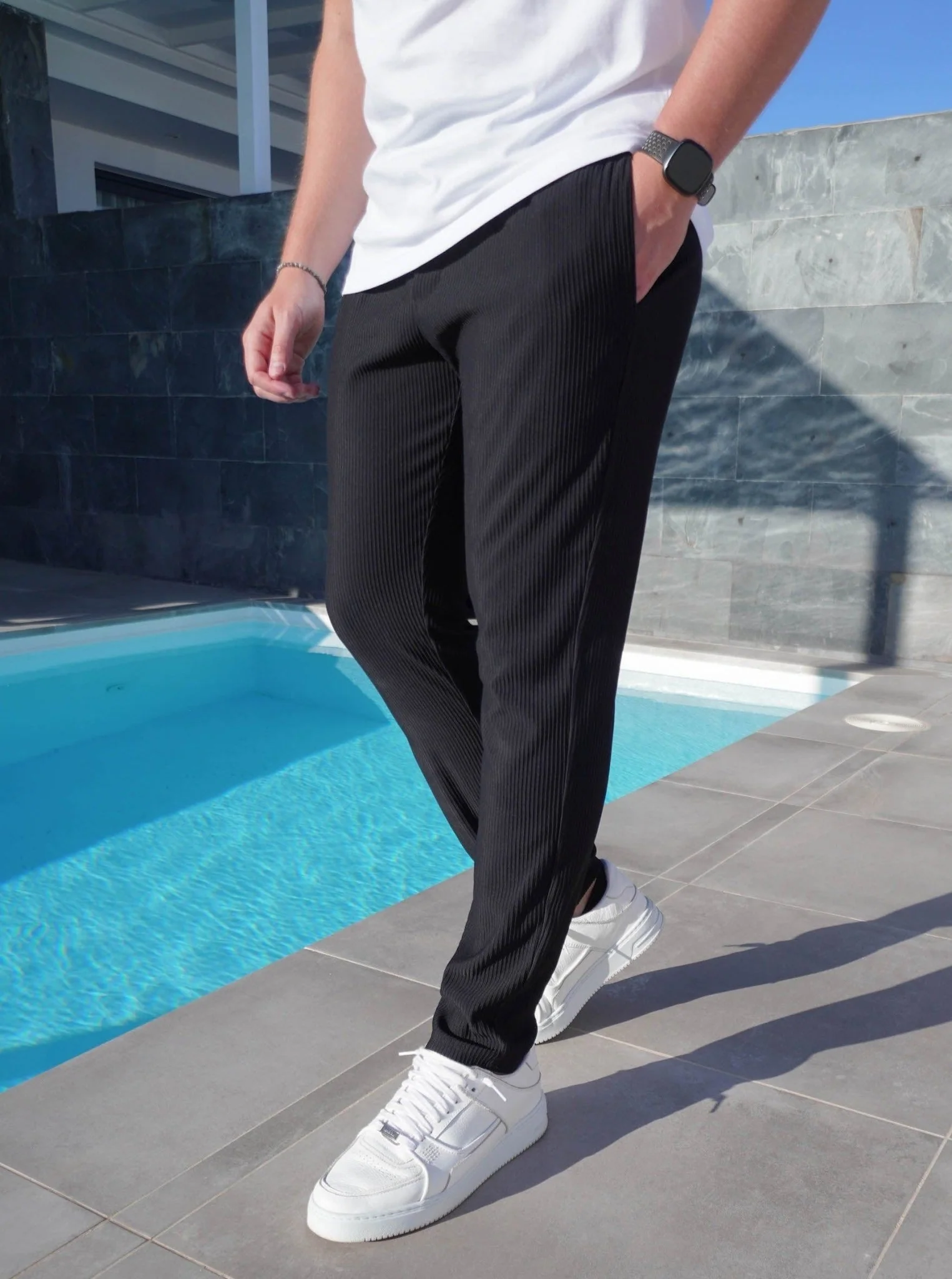 Ribbed Trouser In Black - Image 7