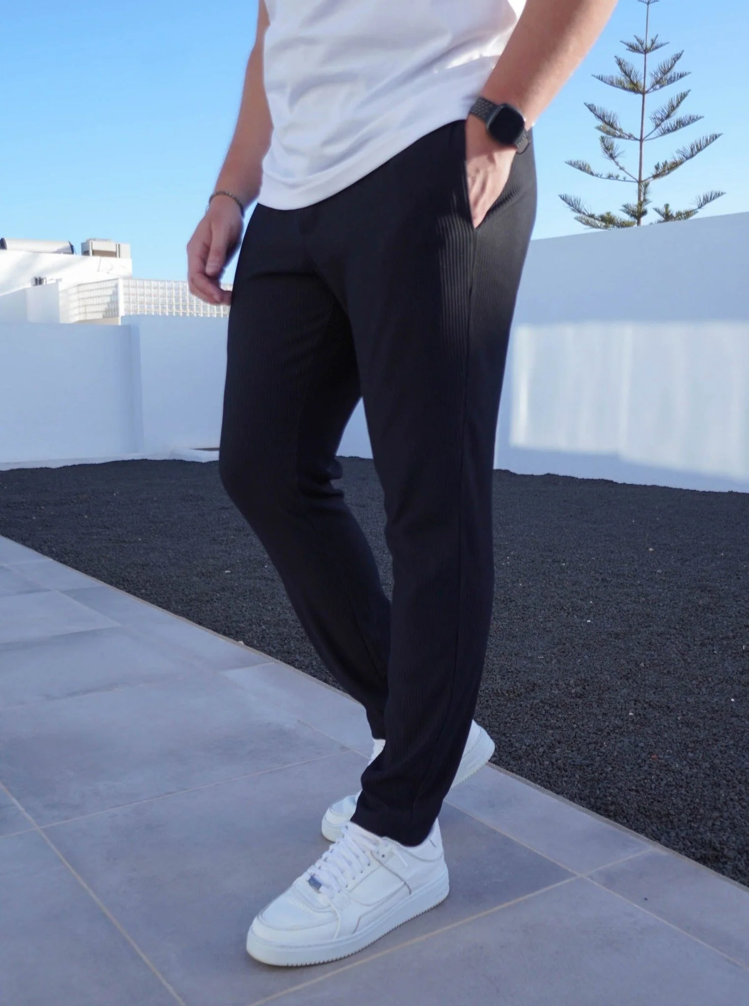 Ribbed Trouser In Black - Image 9