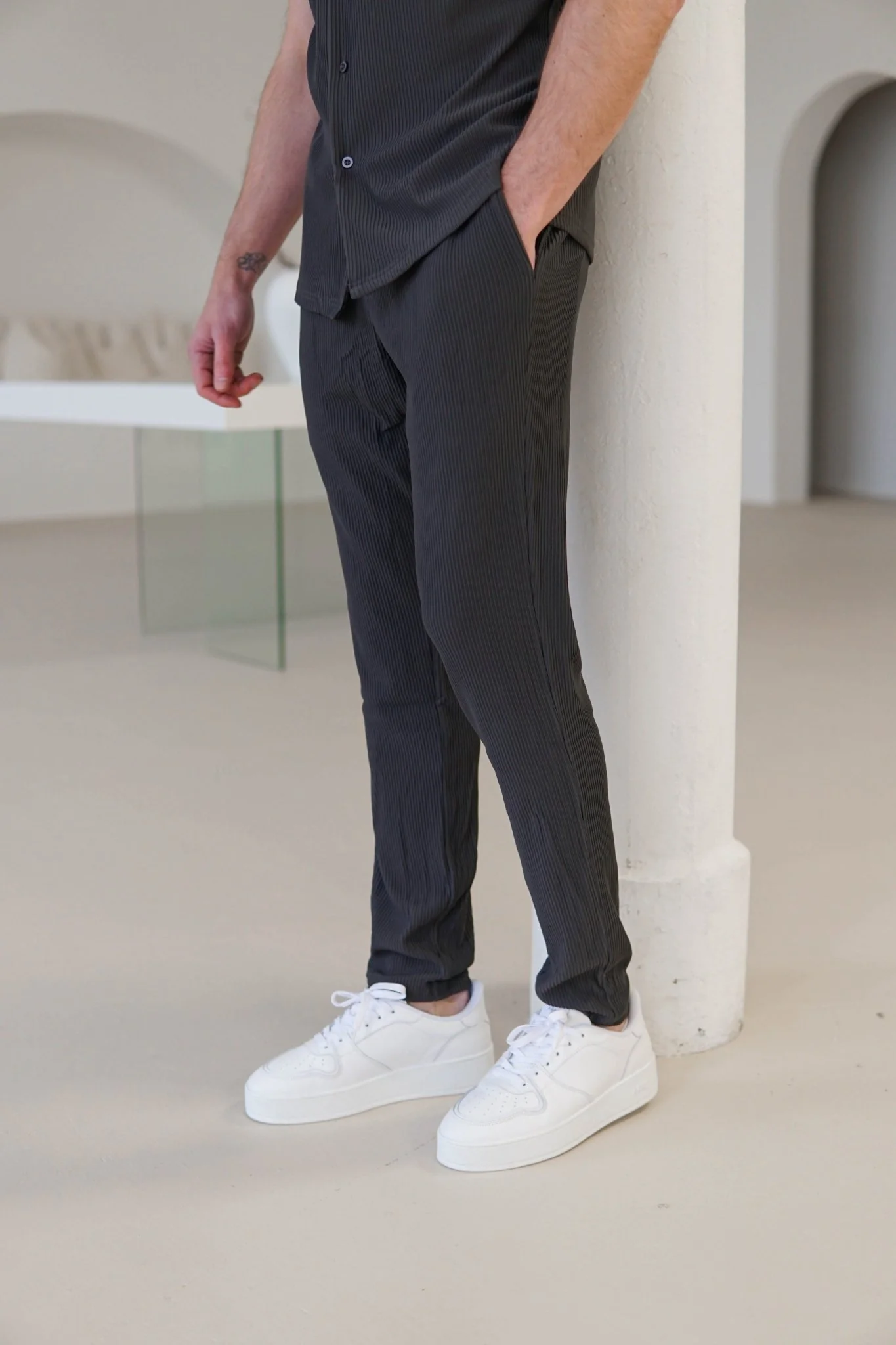 Ribbed Trouser In Dark Grey - Image 13