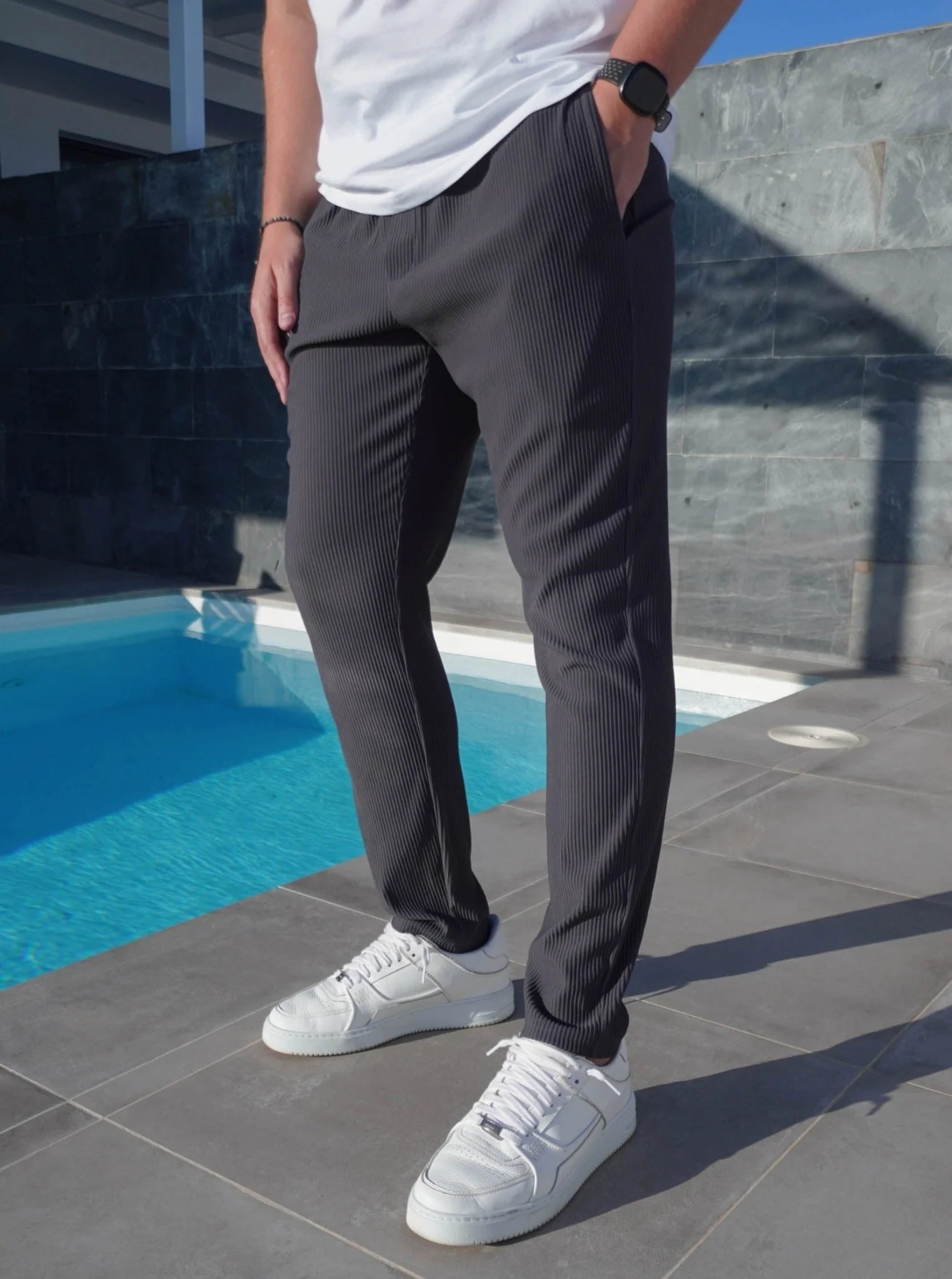 Ribbed Trouser In Dark Grey - Image 2
