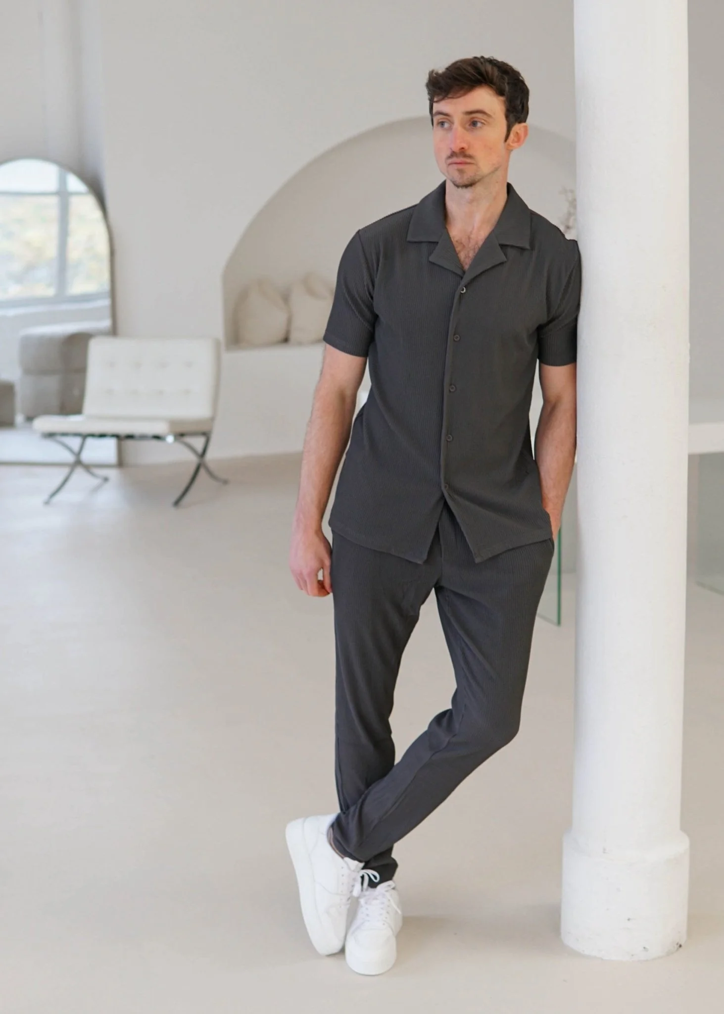 Ribbed Trouser In Dark Grey - Image 5