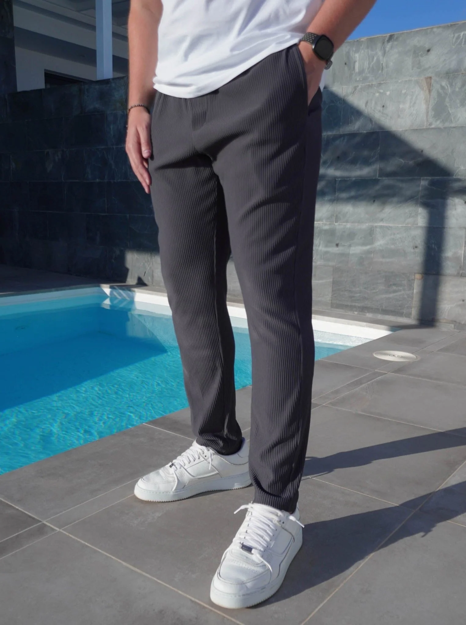 Ribbed Trouser In Dark Grey - Image 7