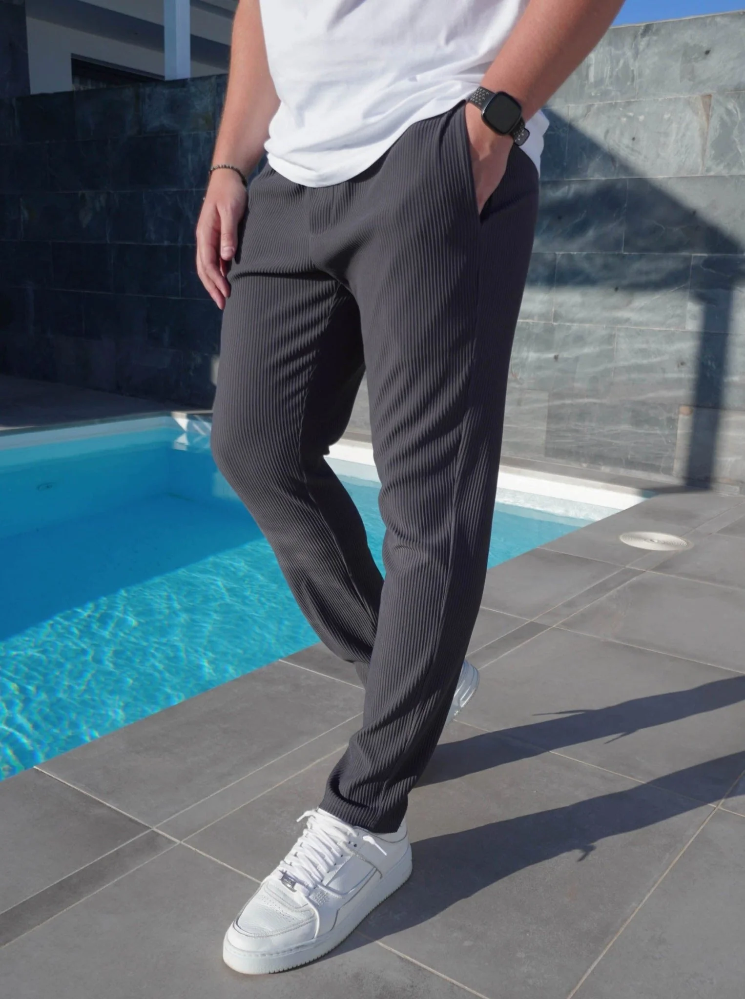 Ribbed Trouser In Dark Grey - Image 9