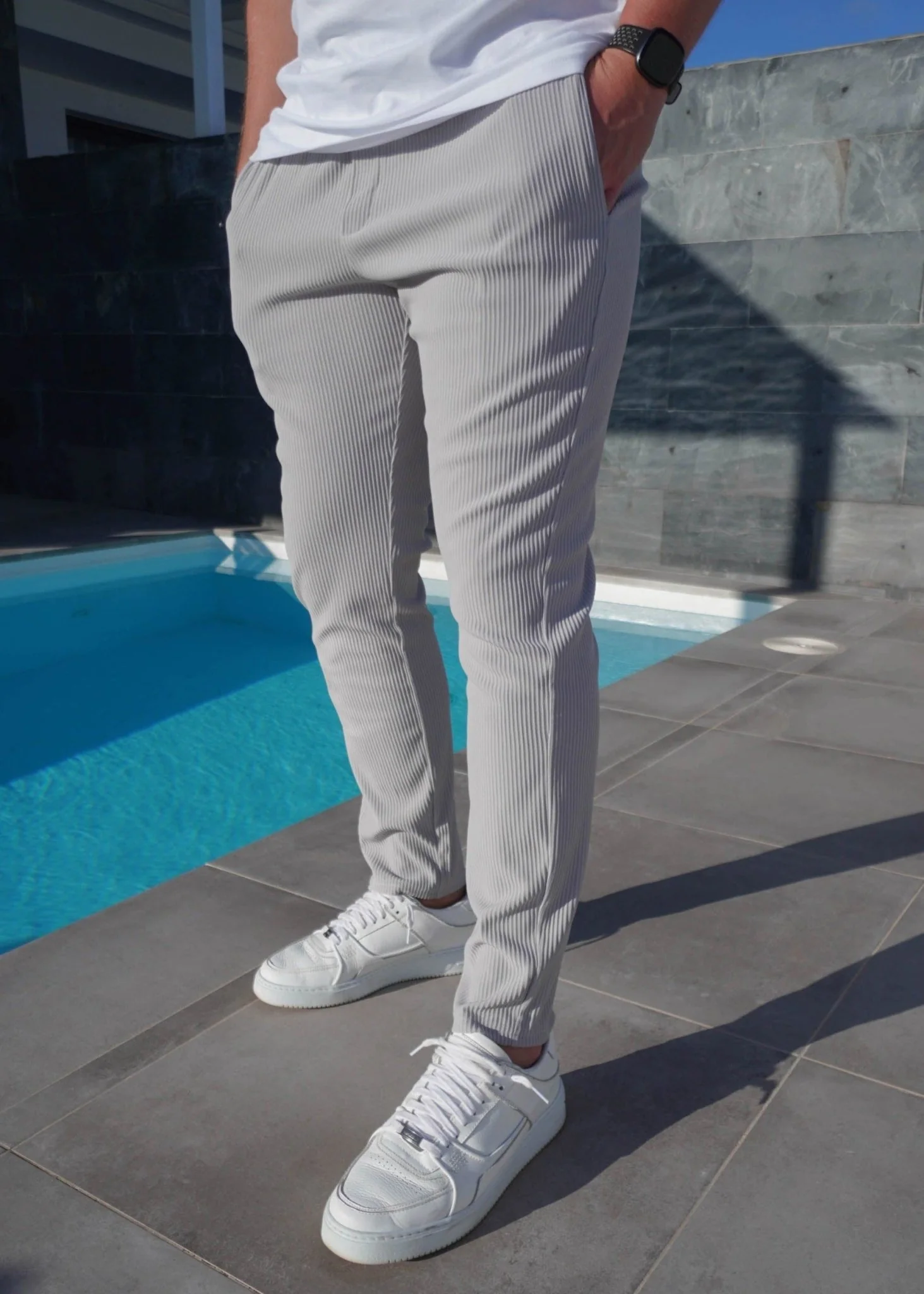 Ribbed Trouser In Light Grey - Image 6