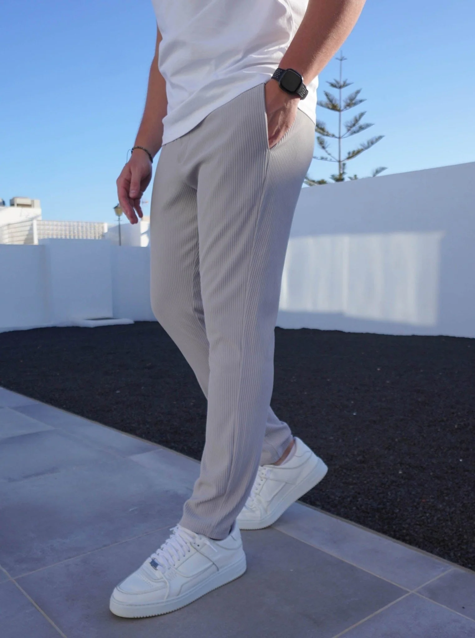 Ribbed Trouser In Light Grey - Image 8