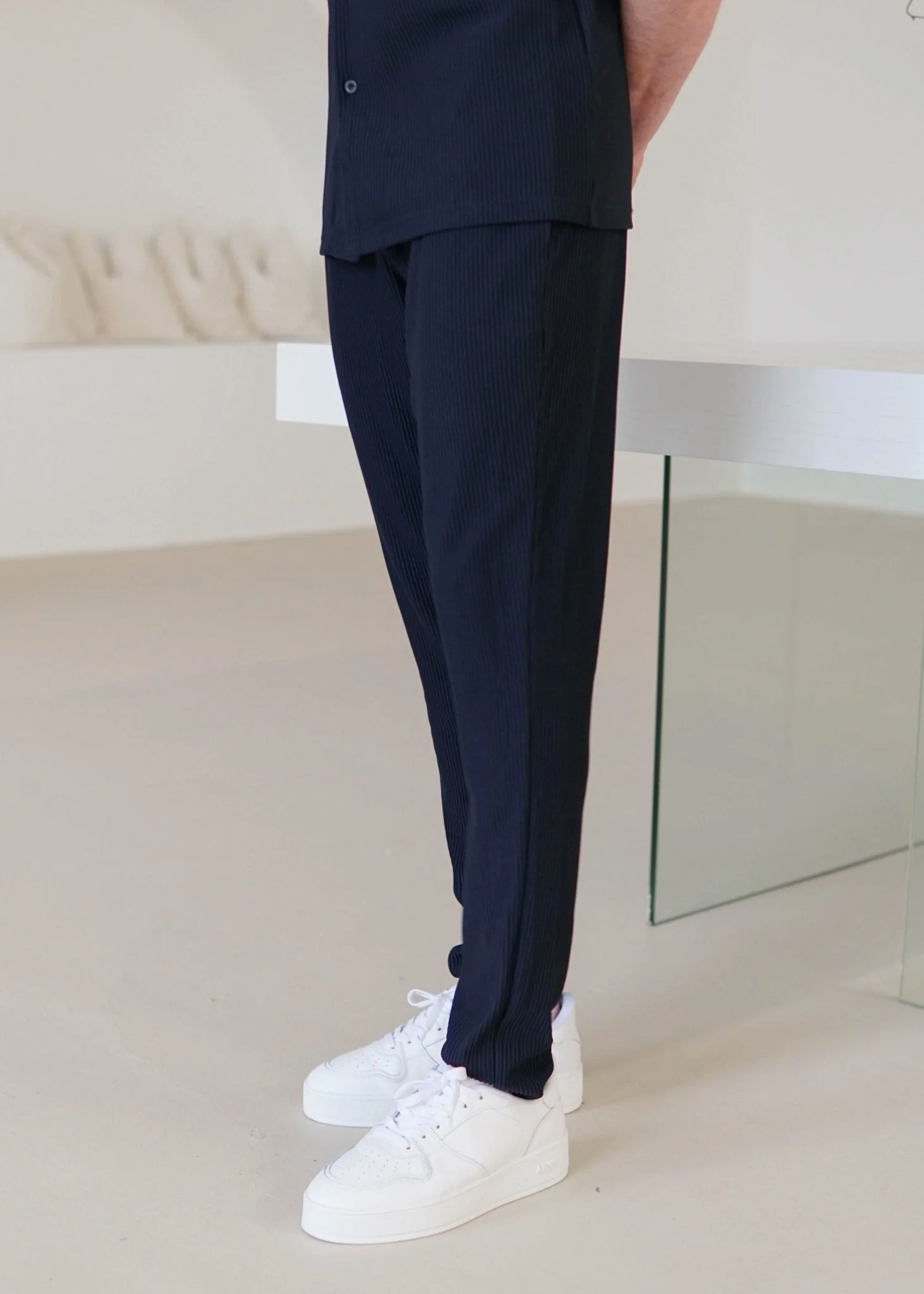 Ribbed Trouser In Navy - Image 4