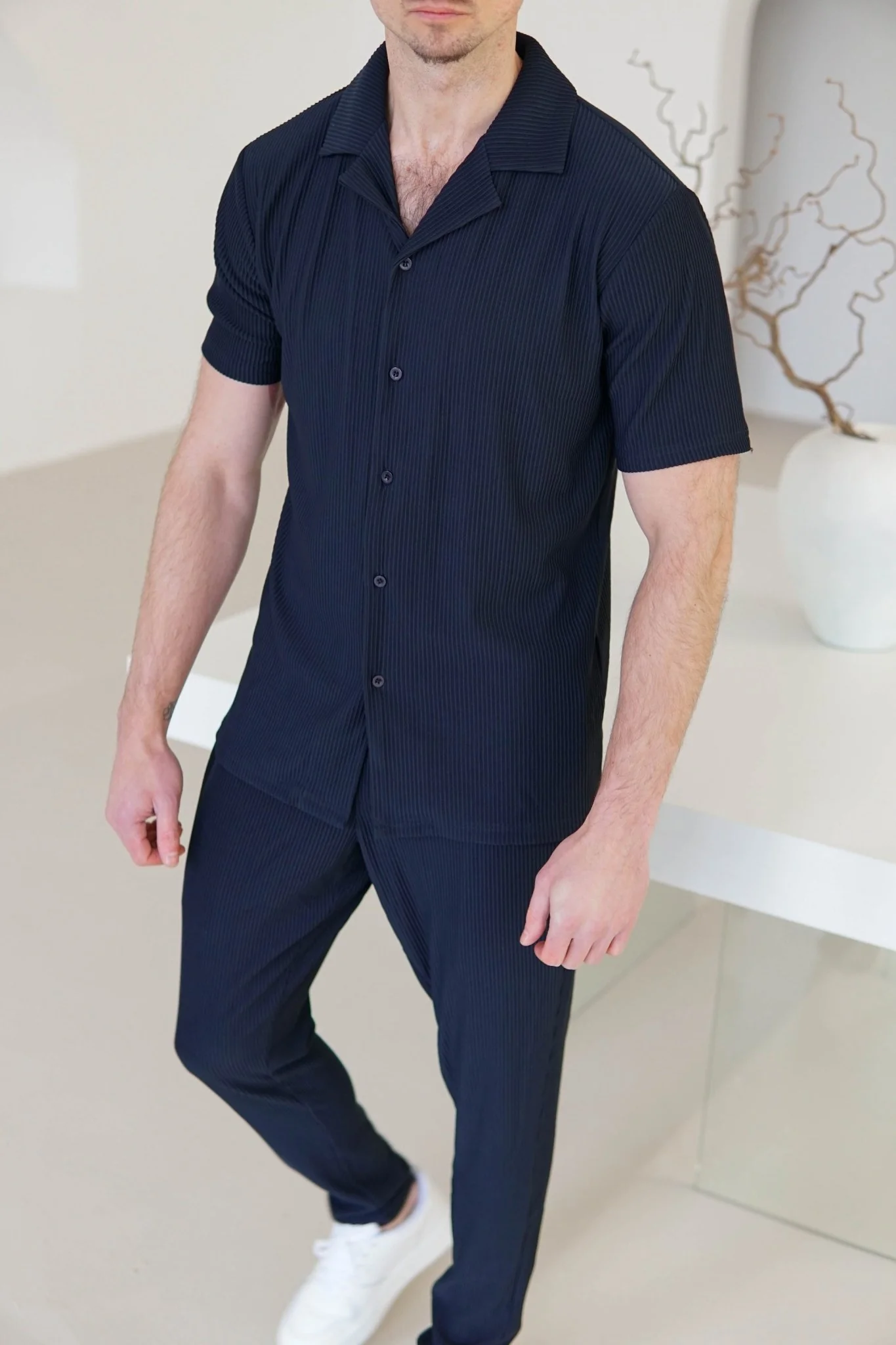 Ribbed Trouser In Navy - Image 6