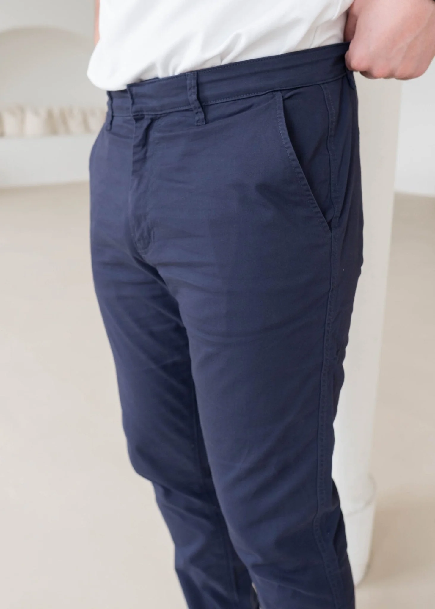 Slim Comfort Chinos In Navy - Image 4