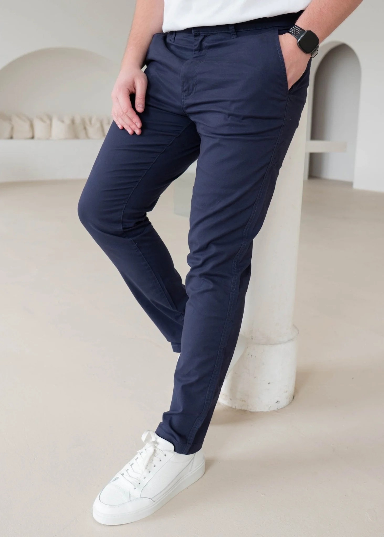 Slim Comfort Chinos In Navy - Image 5
