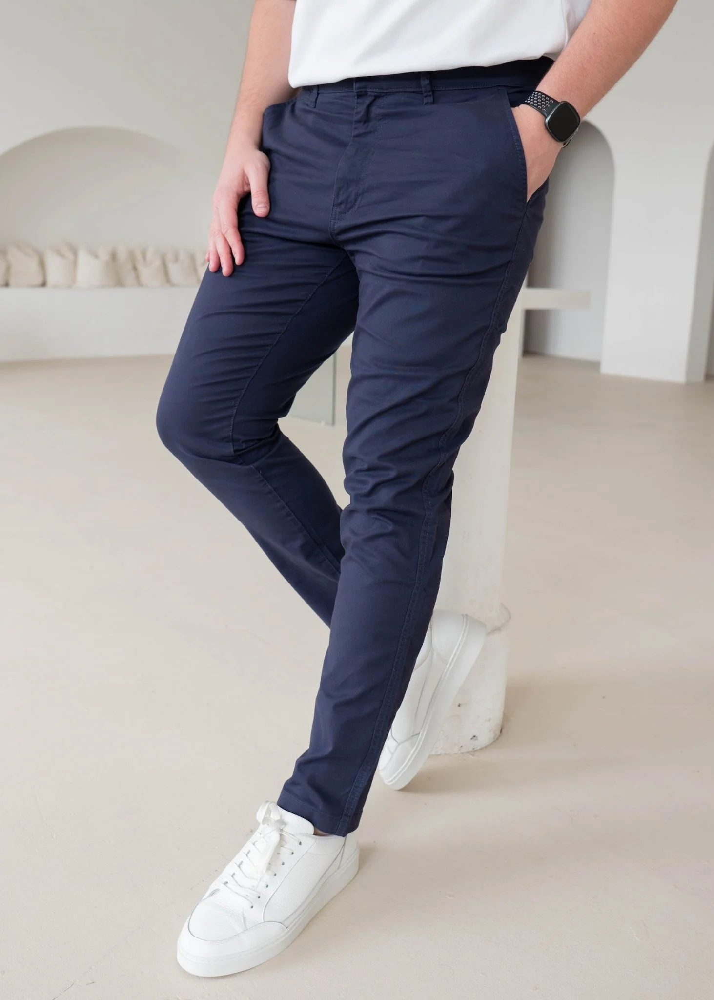 Slim Comfort Chinos In Navy - Image 6