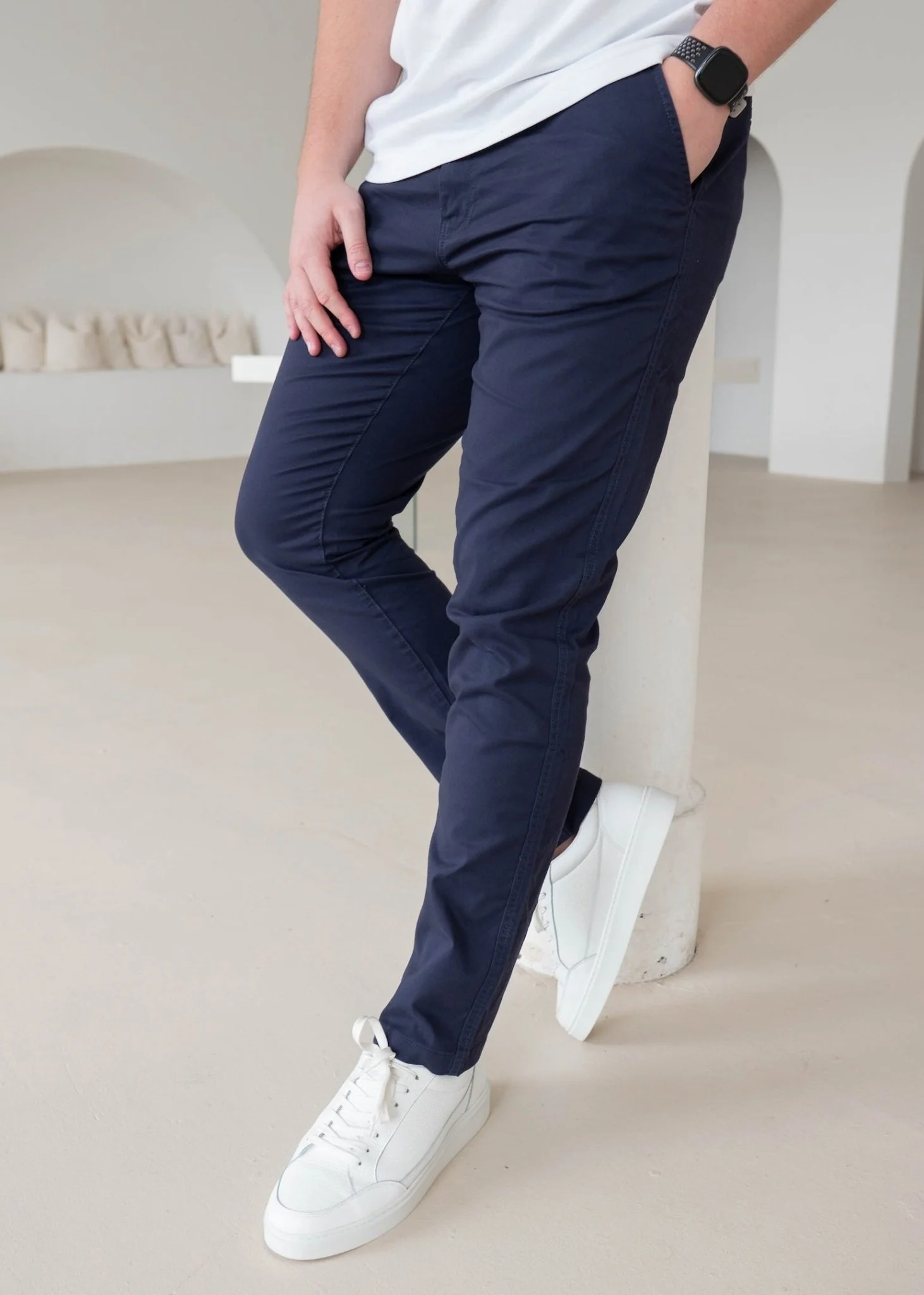 Slim Comfort Chinos In Navy - Image 7