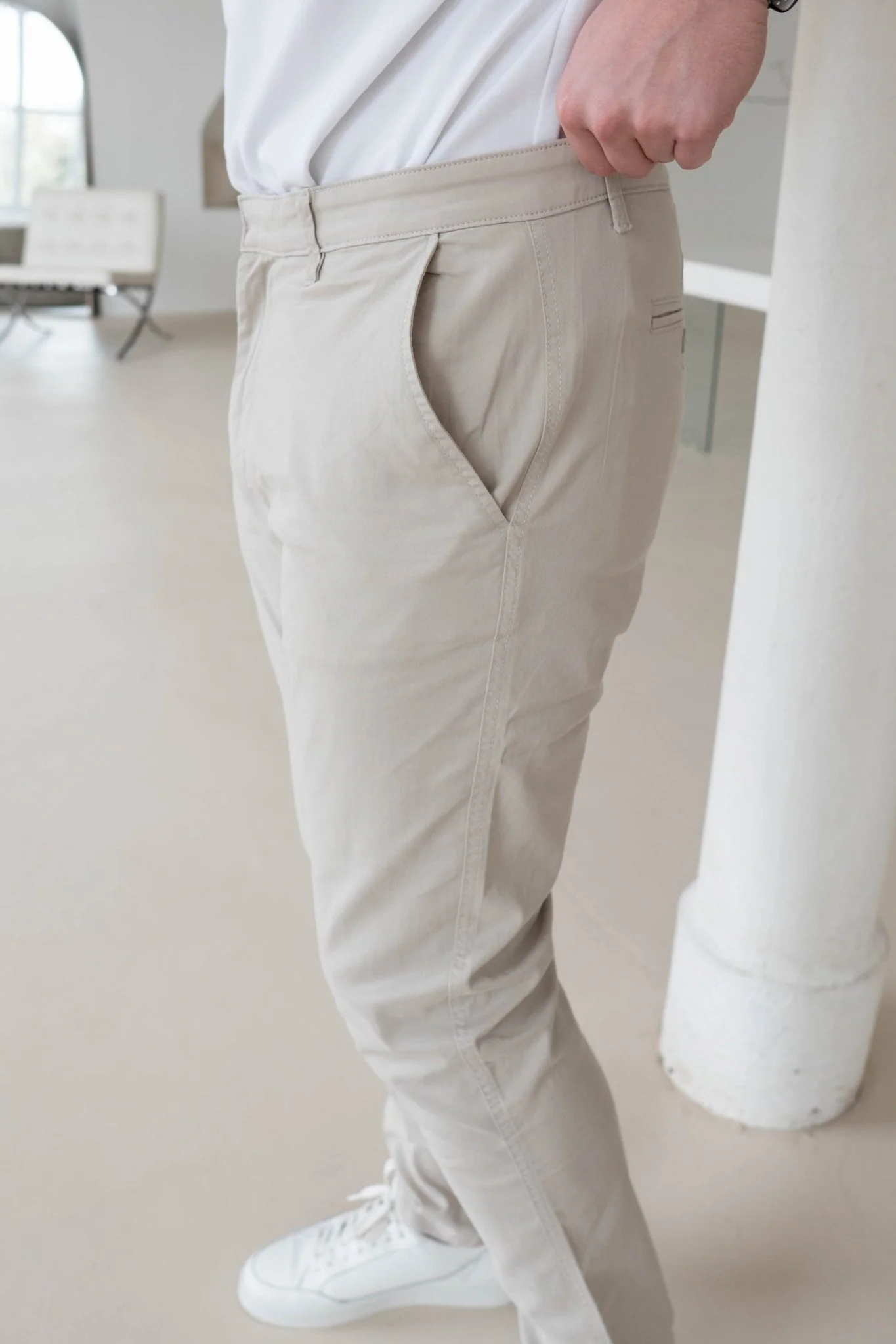 Slim Comfort Chinos In Stone - Image 11