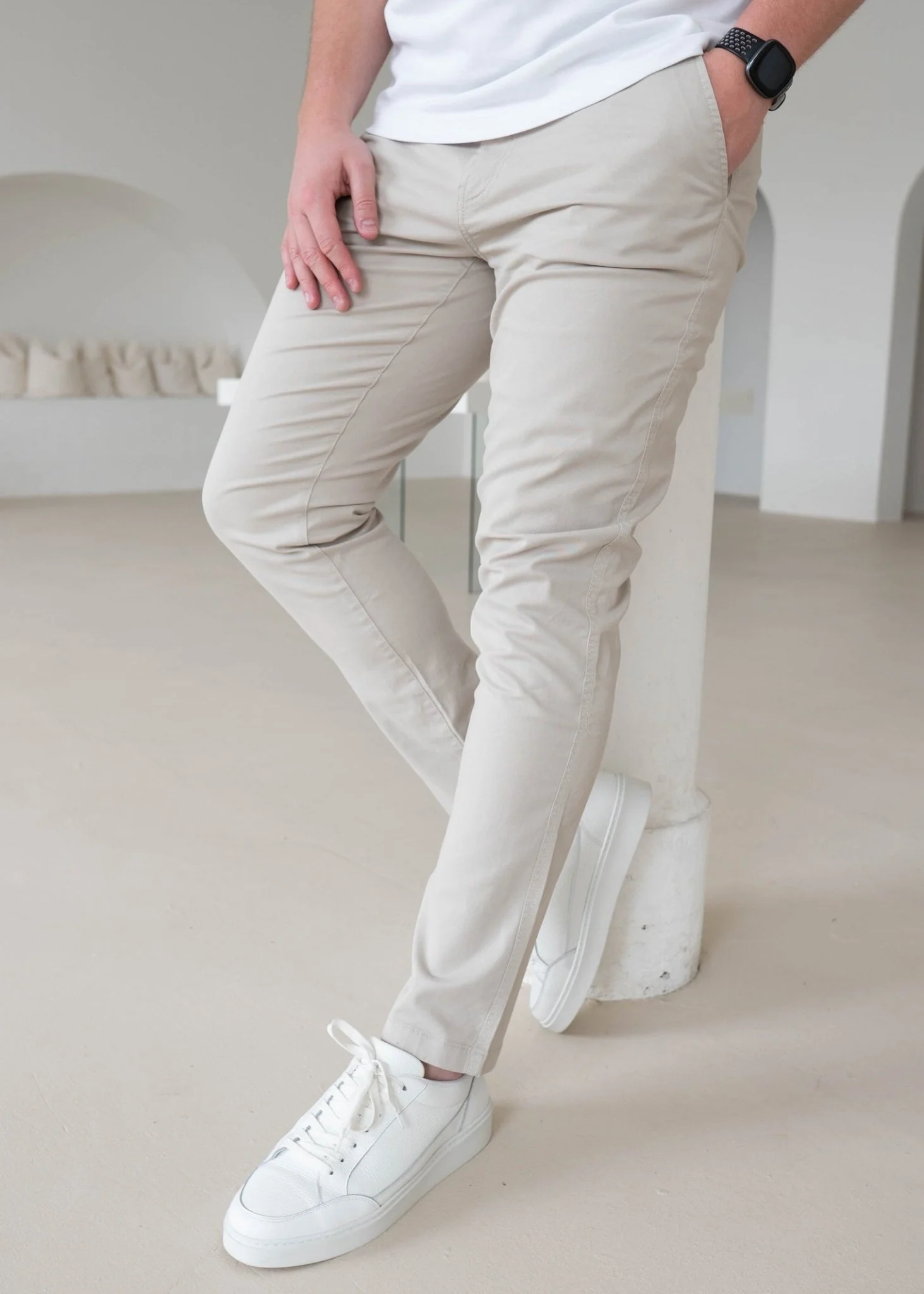 Slim Comfort Chinos In Stone - Image 16