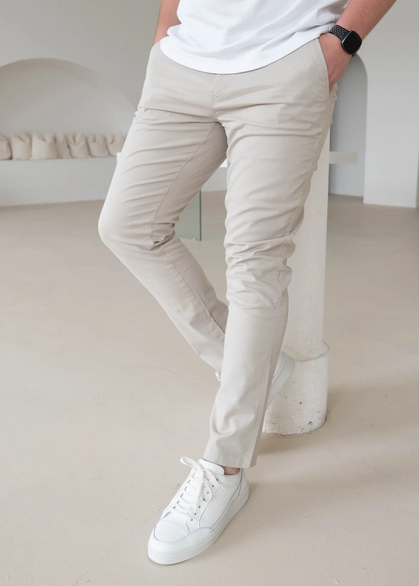 Slim Comfort Chinos In Stone - Image 3