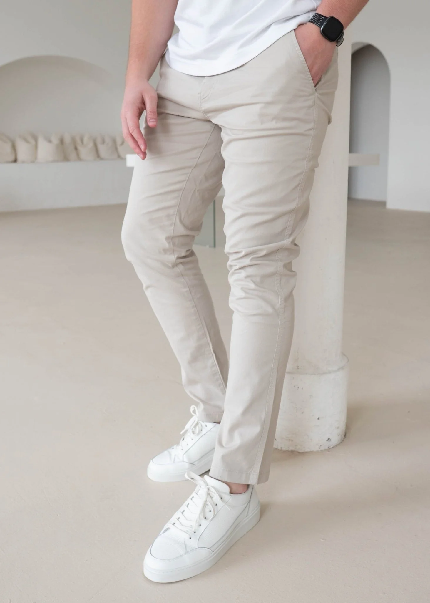 Slim Comfort Chinos In Stone - Image 4