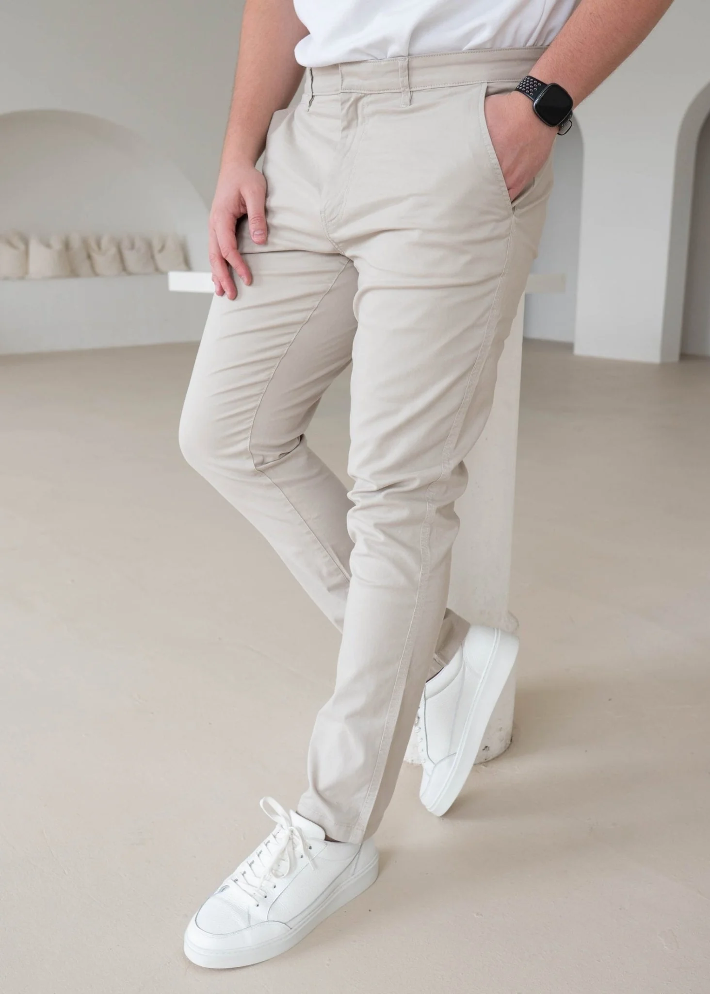 Slim Comfort Chinos In Stone - Image 6