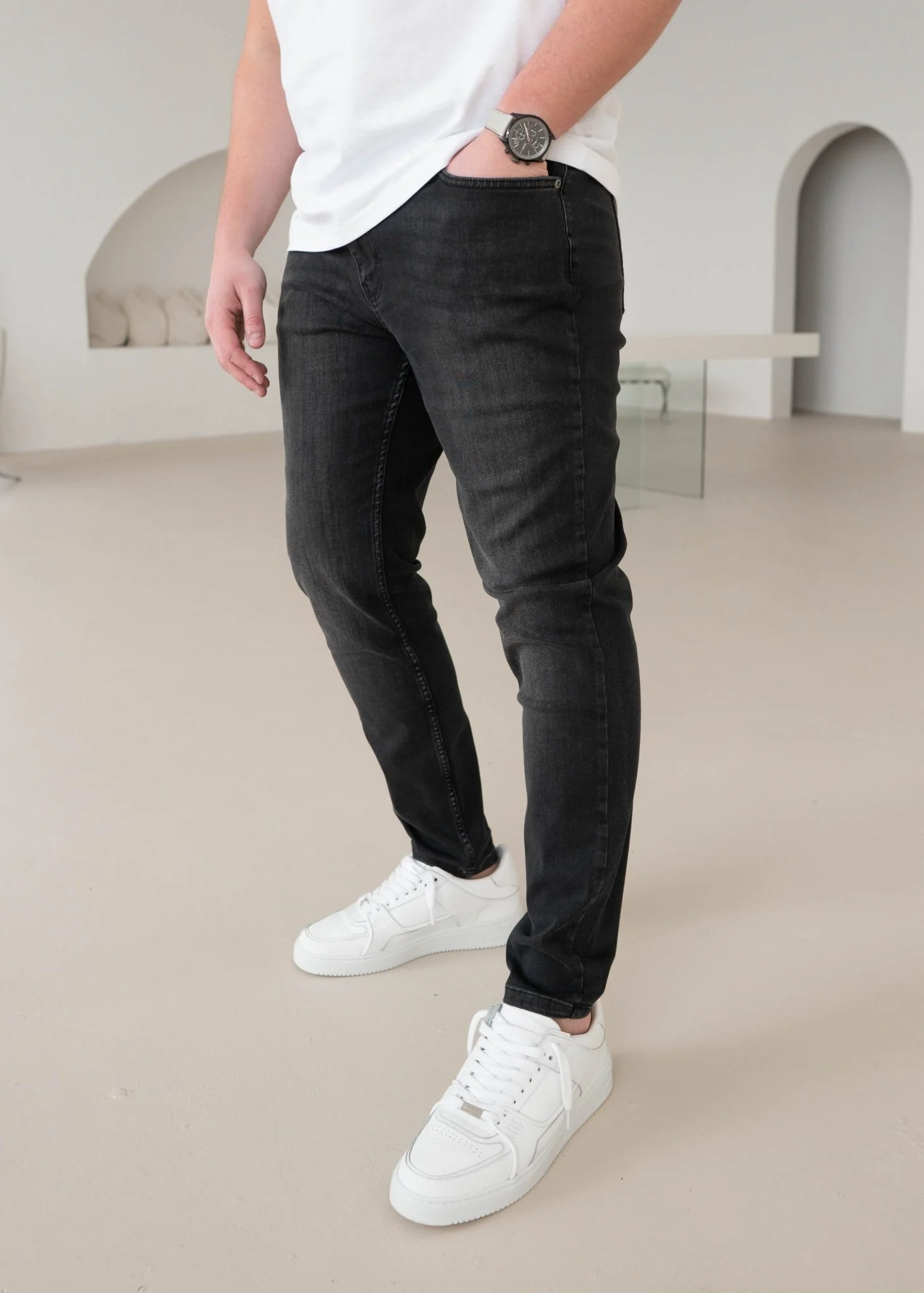 Slim Comfort Jeans In Charcoal - Image 4